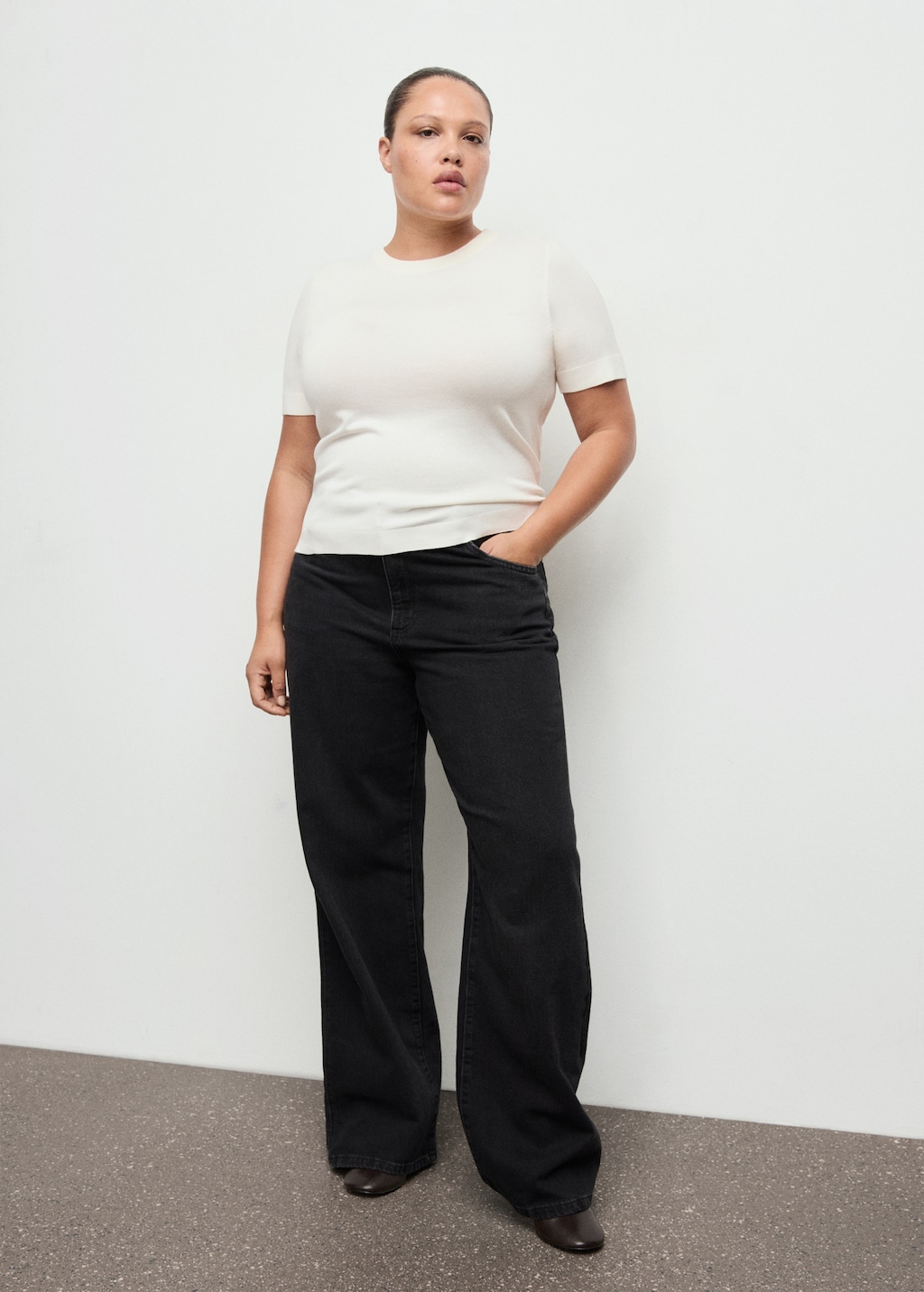 Mango Short-sleeved fine-knit sweater