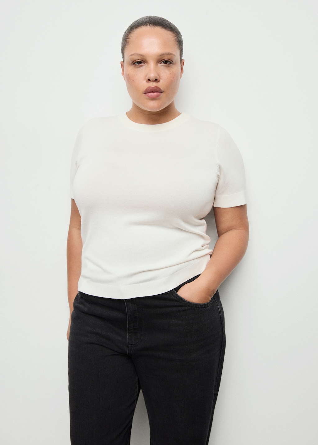 Mango Short-sleeved fine-knit sweater