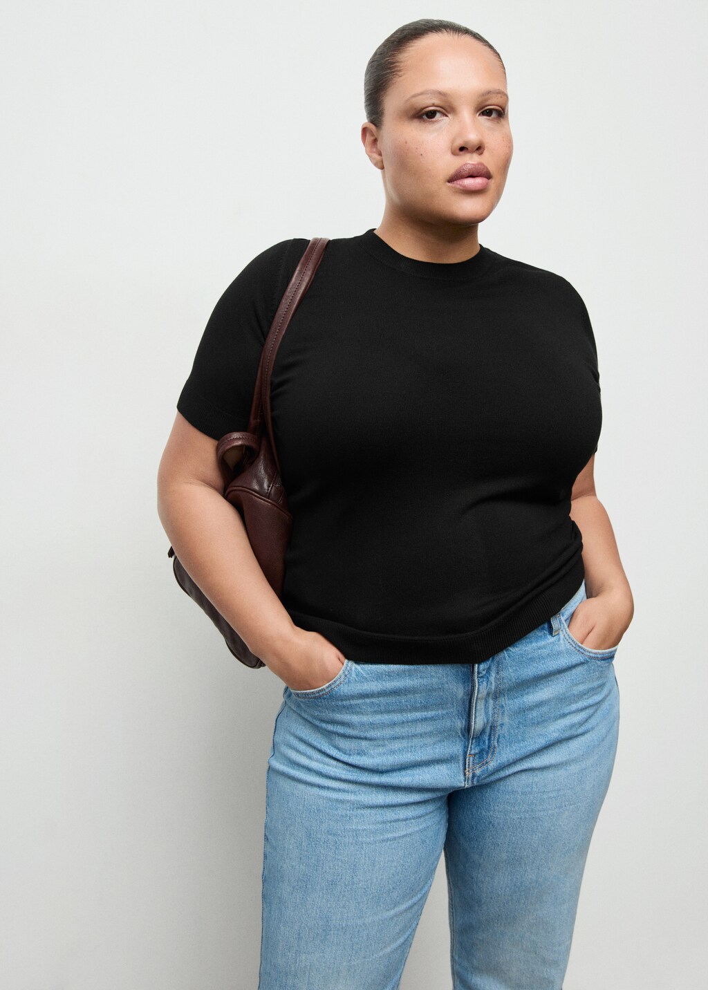 Mango Short-sleeved fine-knit sweater