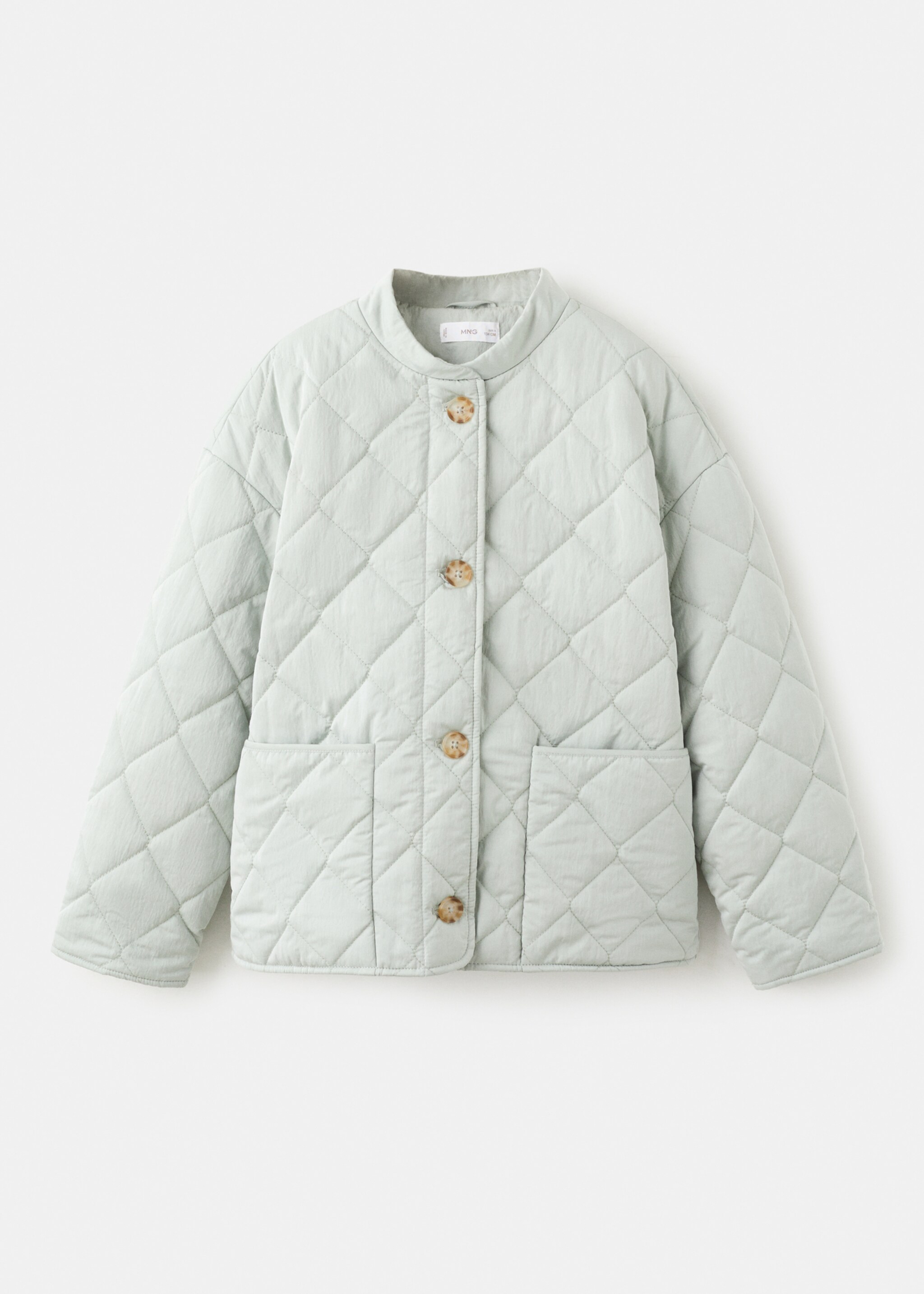 Padded jacket with buttons - Article without model, Aqua Green. Ref: 27092889-00.