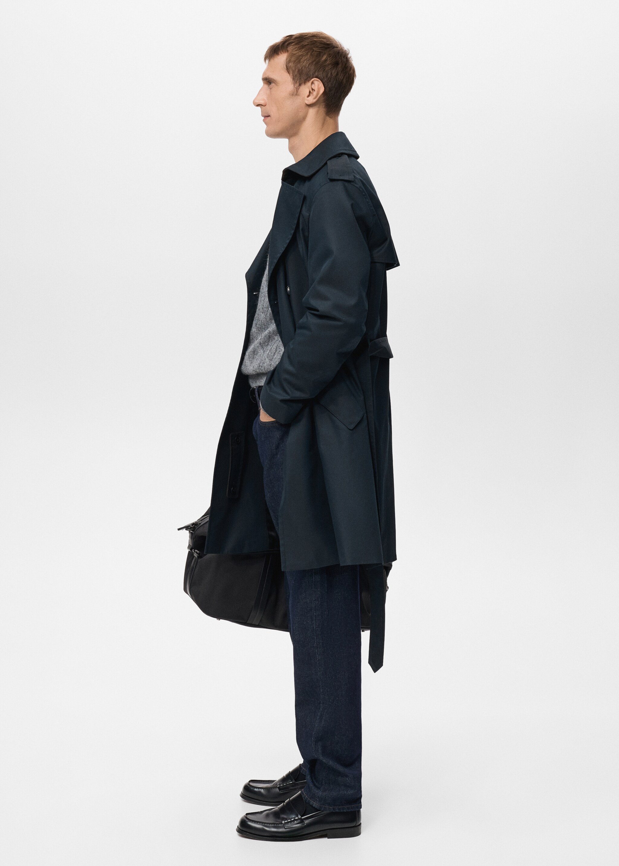 معطف واقٍ من الماء بحزام - تفاصيل المنتج 6, أزرق غامق. Ref: 27093267-00.