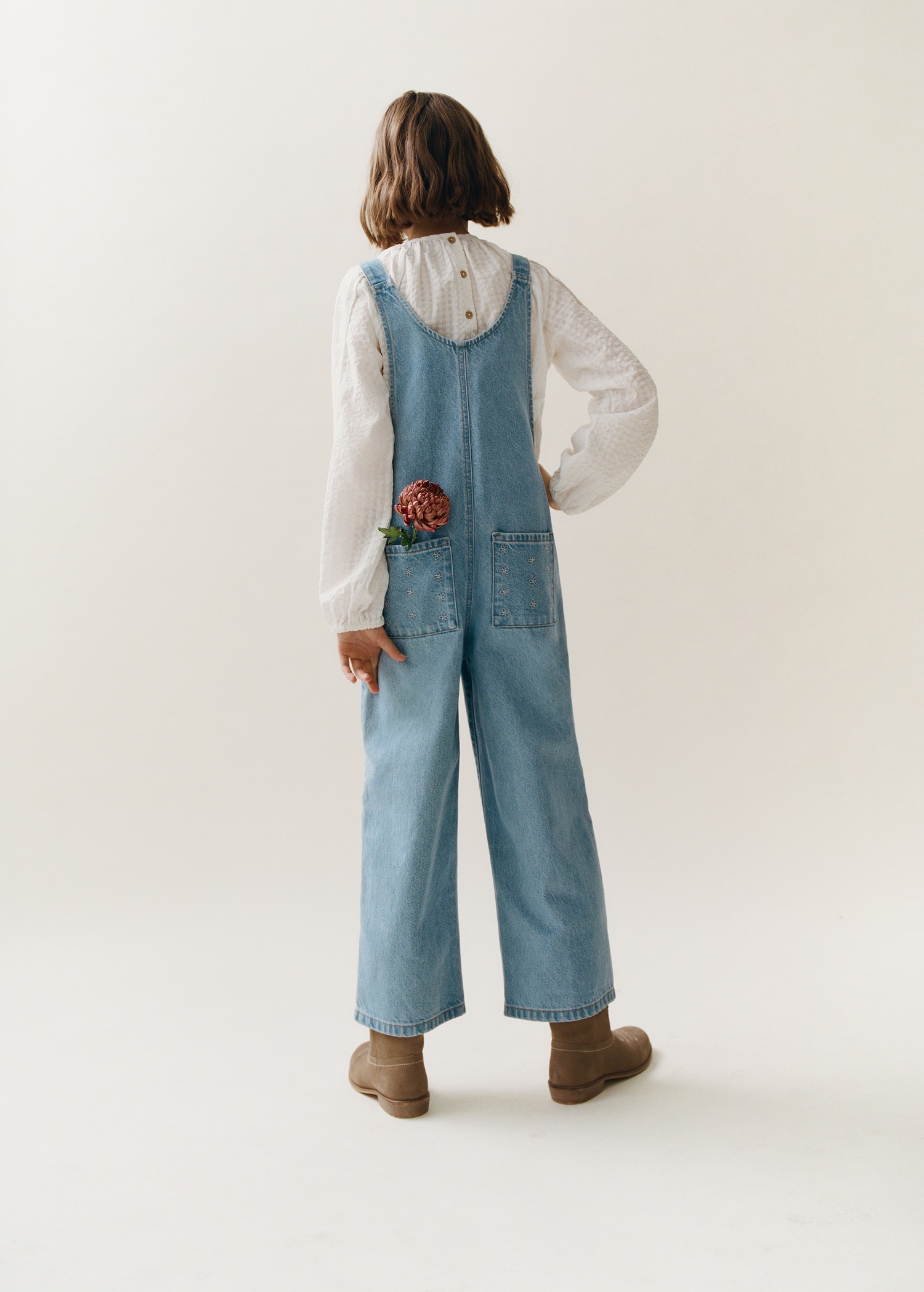 Embroidered denim dungarees - Details of the article 6
