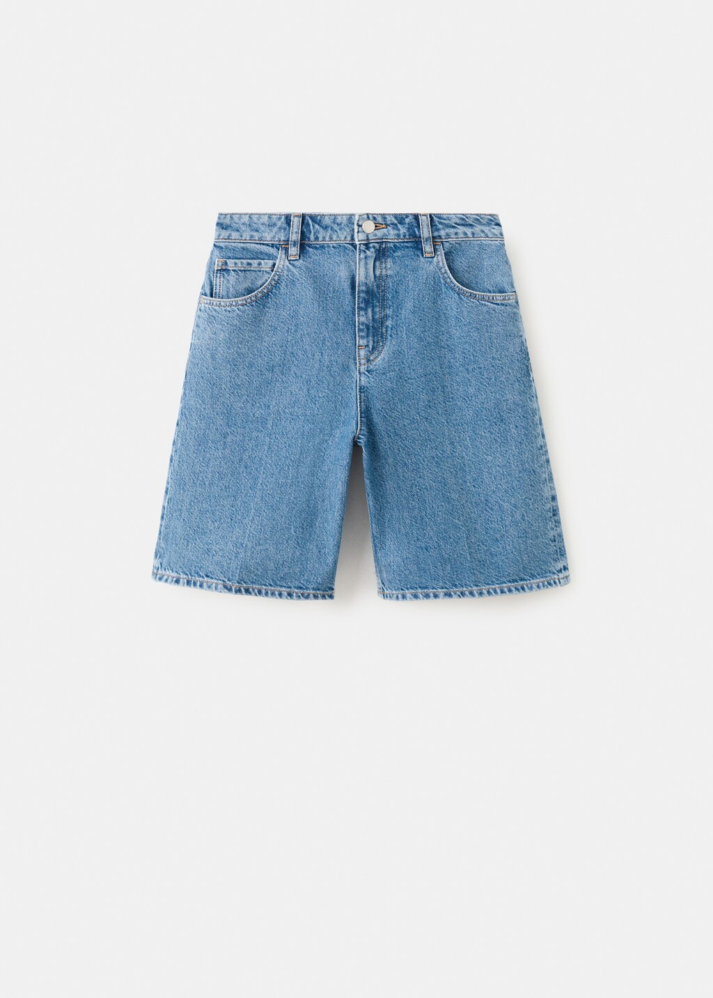 High-waist straight-fit denim shorts - image 2