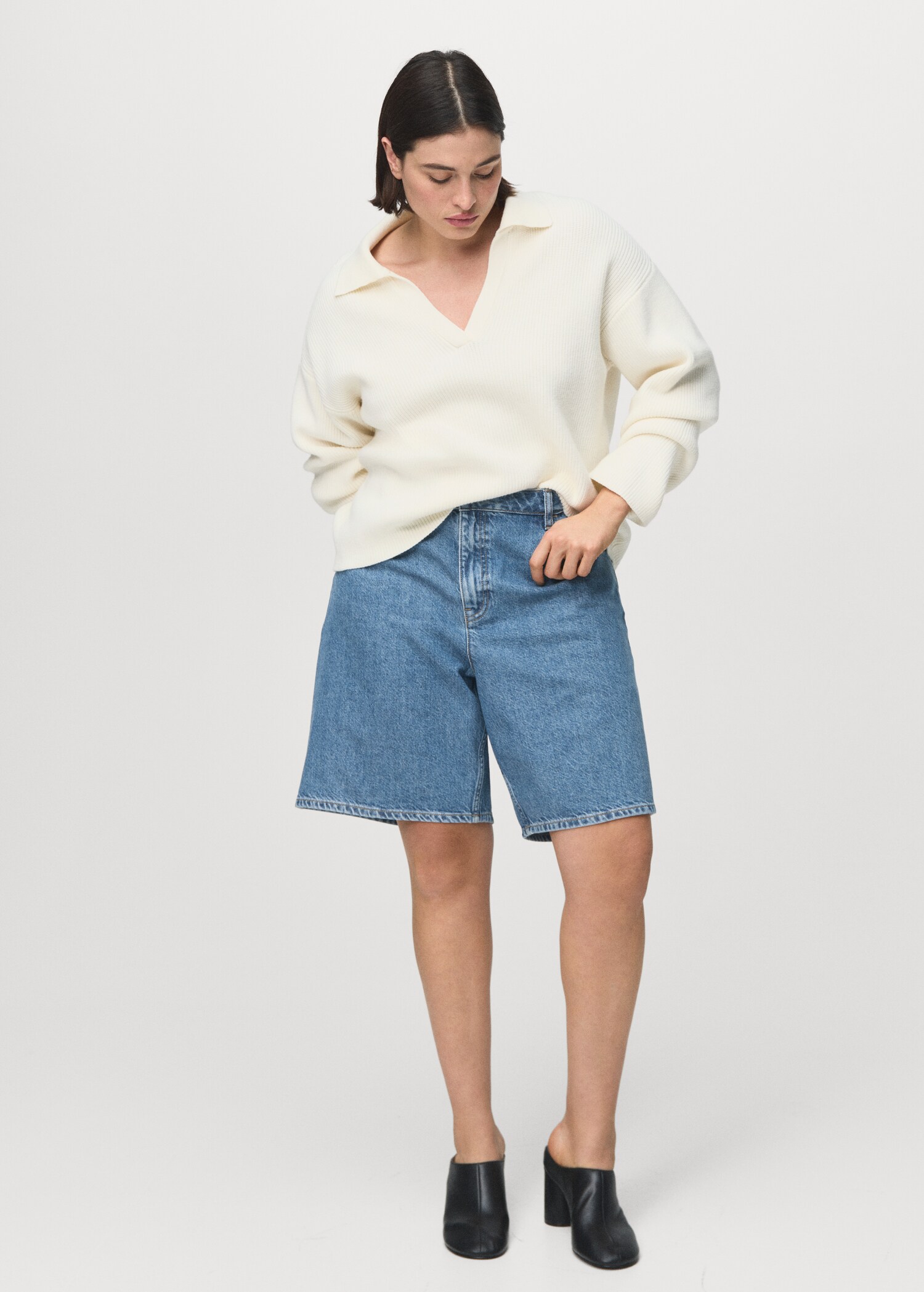 Bermudas denim rectas tiro alto - Detalle del artículo 3