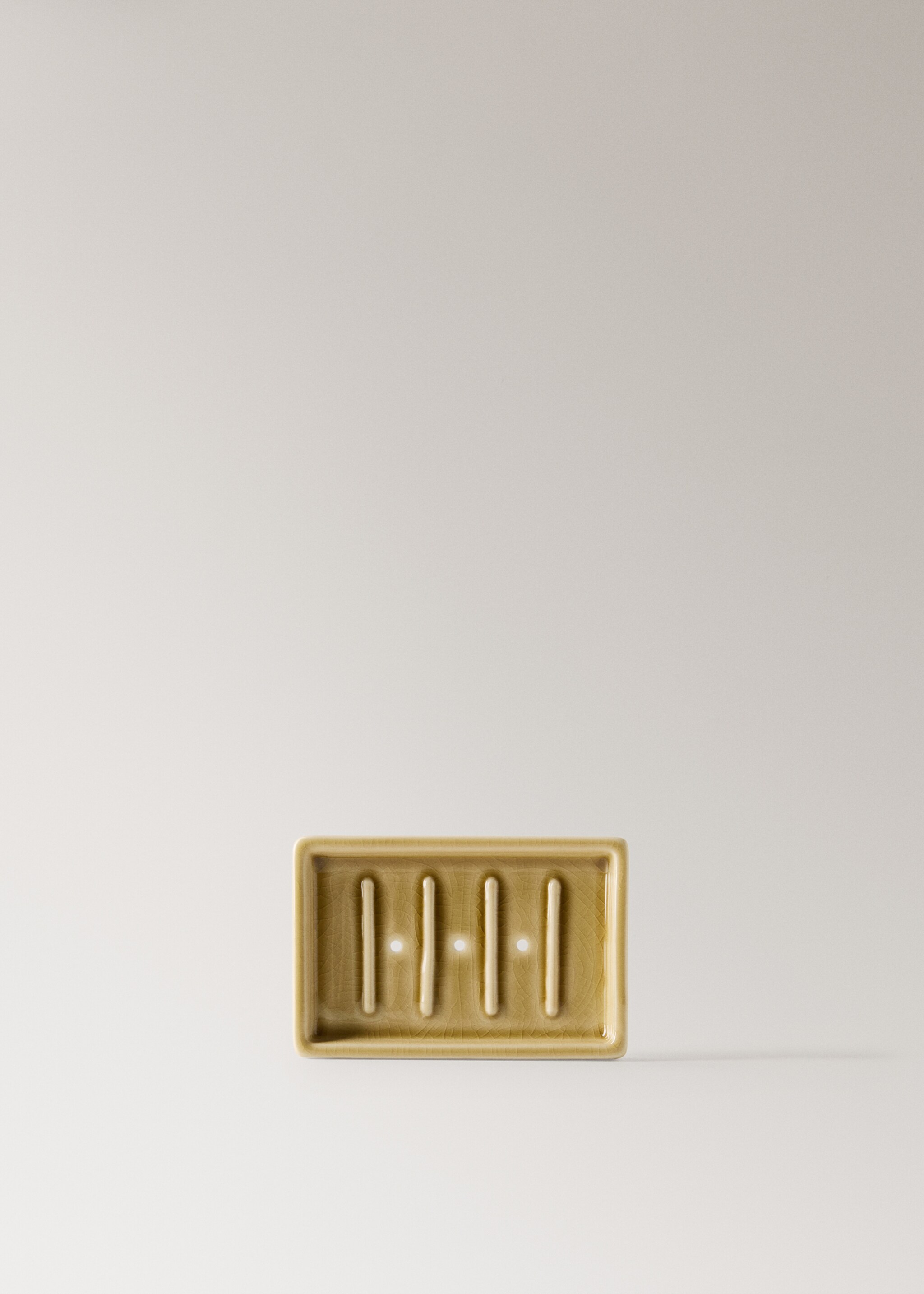 Crackled ceramic soap dish - Article without model, Ochre. Ref: 27093283-00.