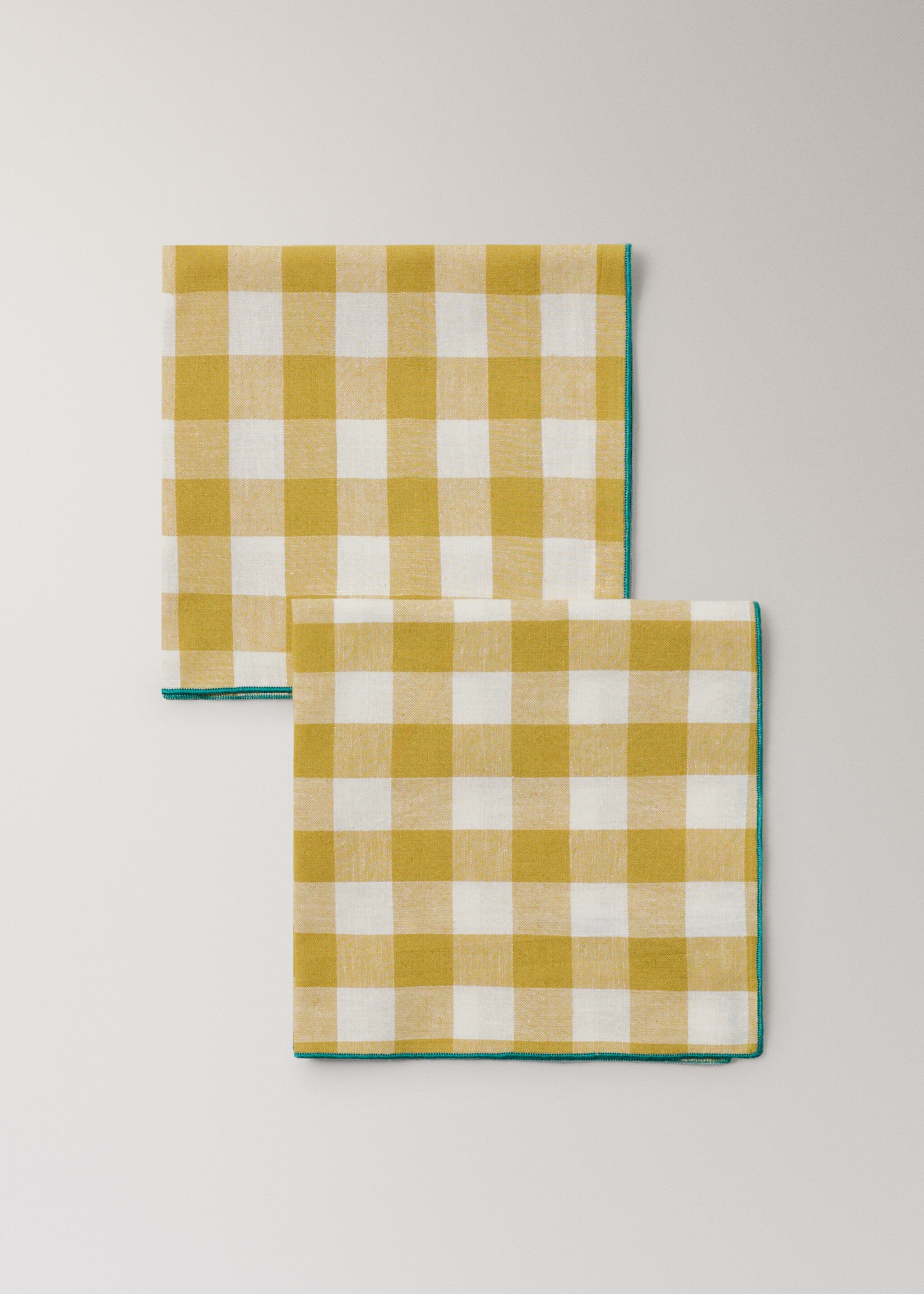 Tovallons cotó lli quadres vichy - Detall de l'article 1, Groc. Ref: 27093290-00.
