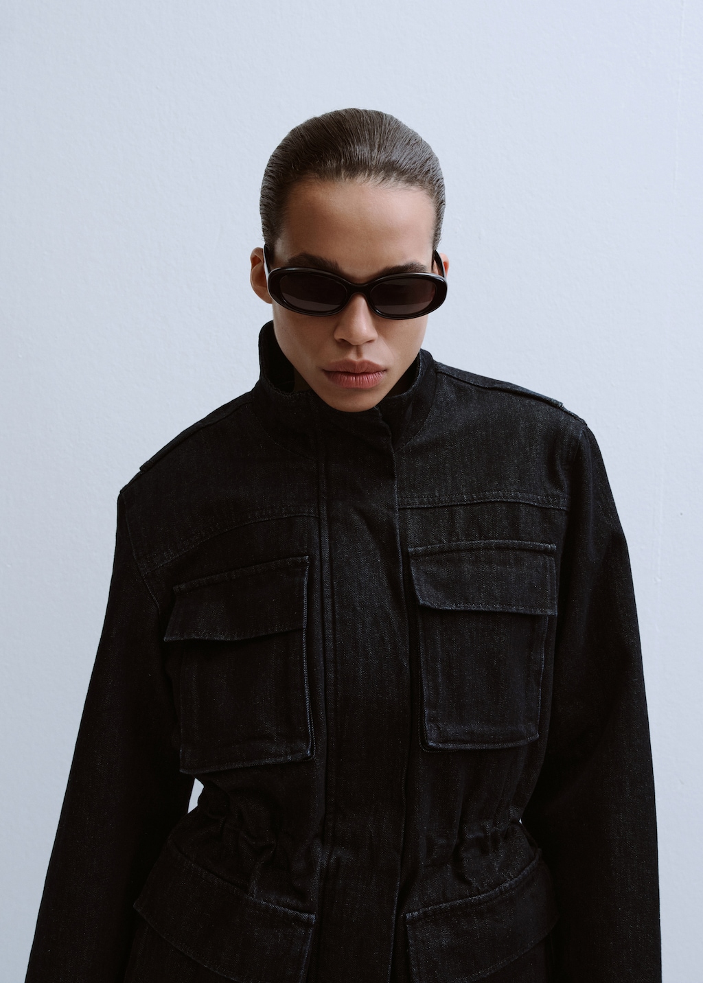 Oversized denim barn jacket with pockets - image 3