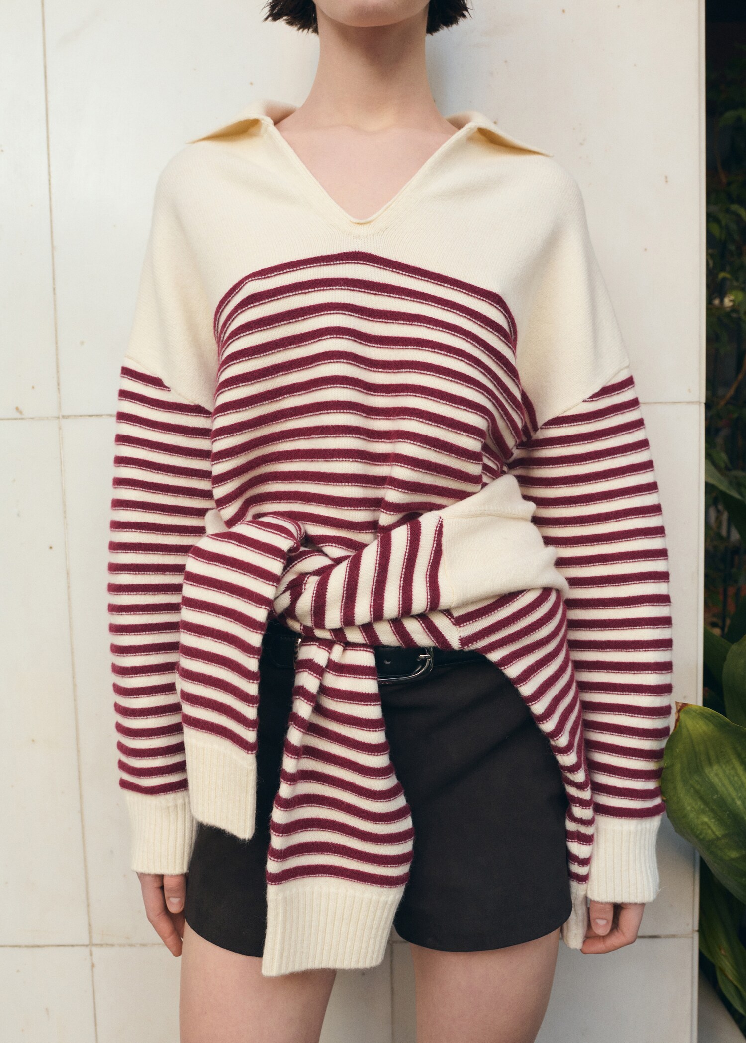 Striped polo-neck sweater - Medium plane