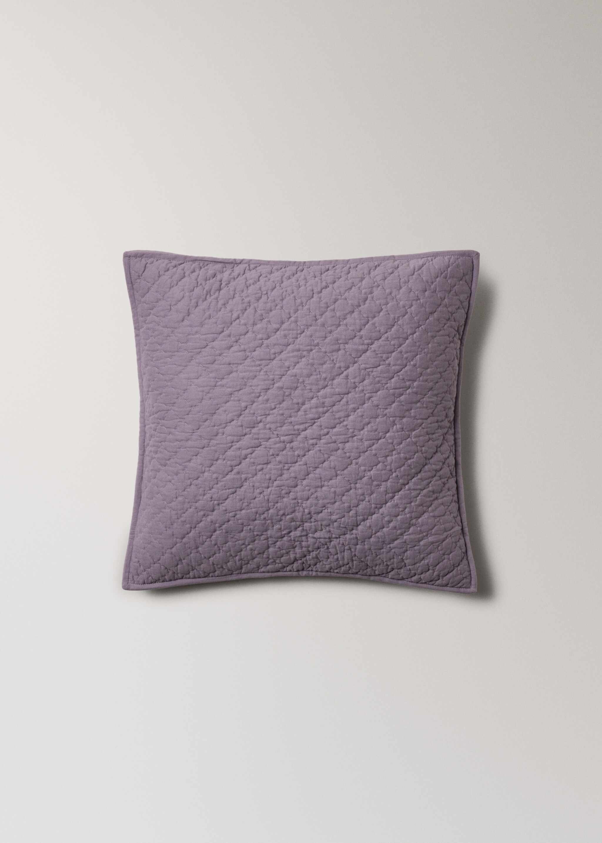 Housse de coussin lit coton surpiqûres fait main 50x50 cm - Article sans modèle, Lilas. Ref: 27093297-00.