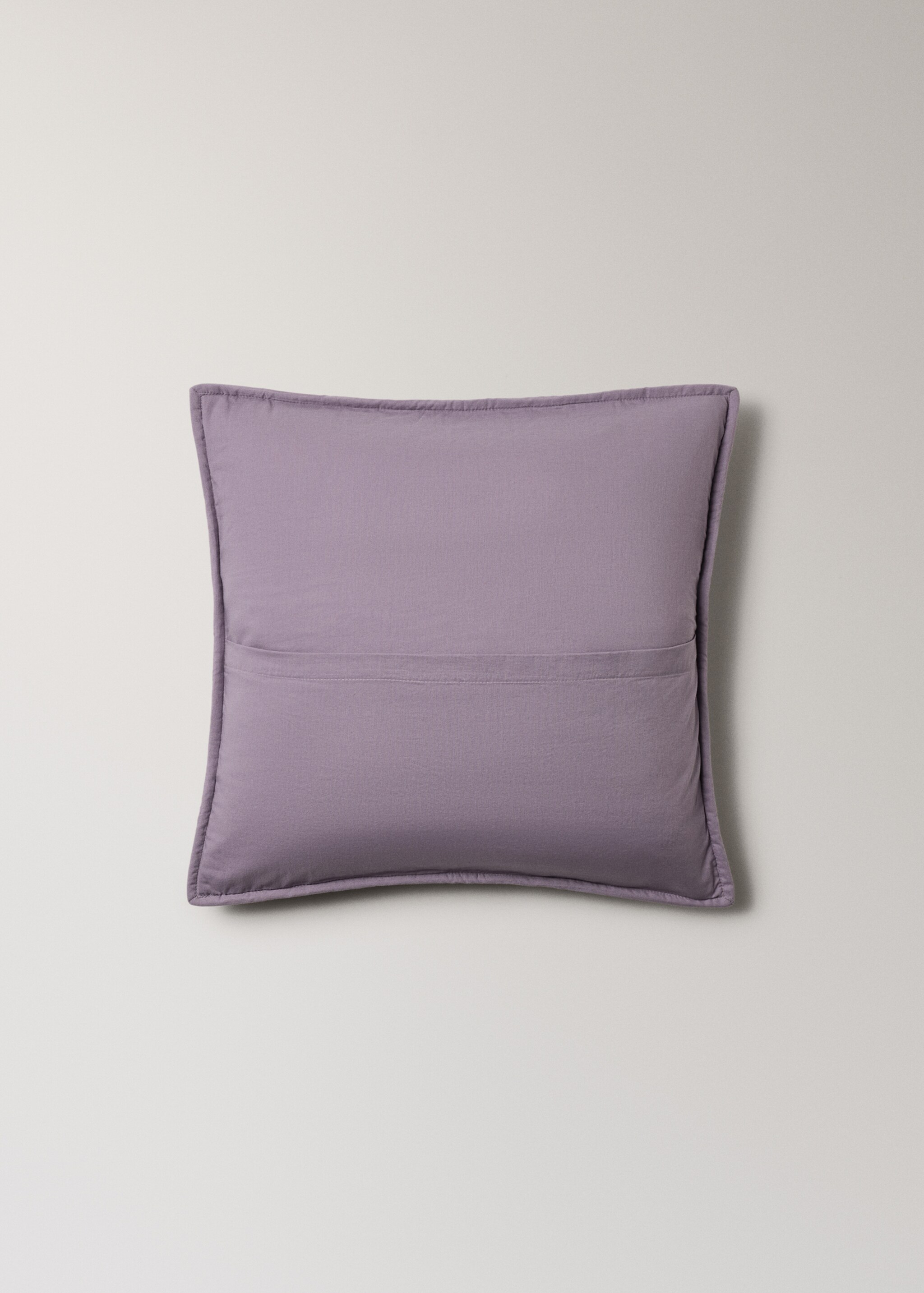 Housse de coussin lit coton surpiqûres fait main 50x50 cm - Détail de l'article 3, Lilas. Ref: 27093297-00.