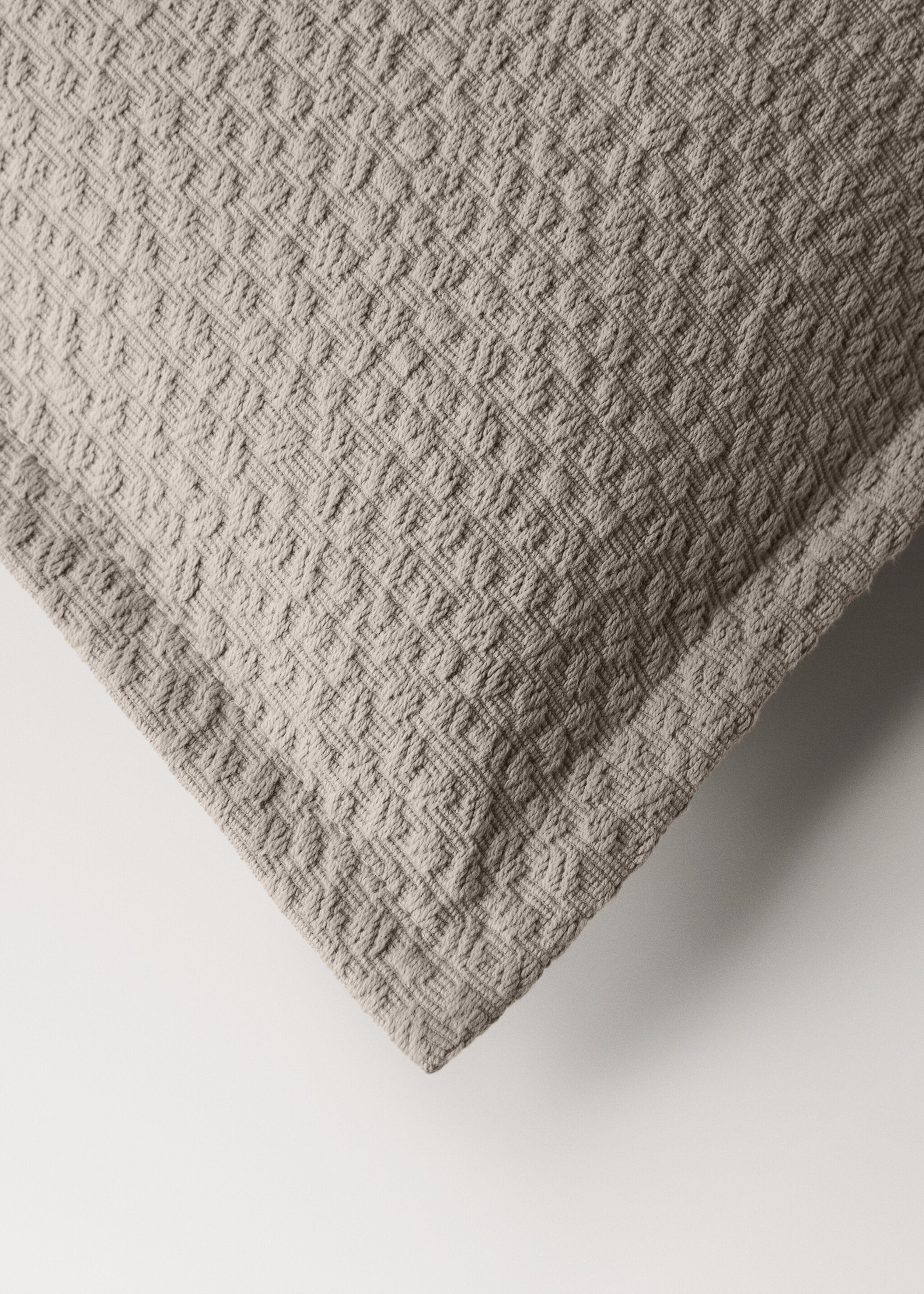 Cotton jacquard bed pillowcase 50x50 cm - Details of the article 1, Medium Brown. Ref: 27093305-00.