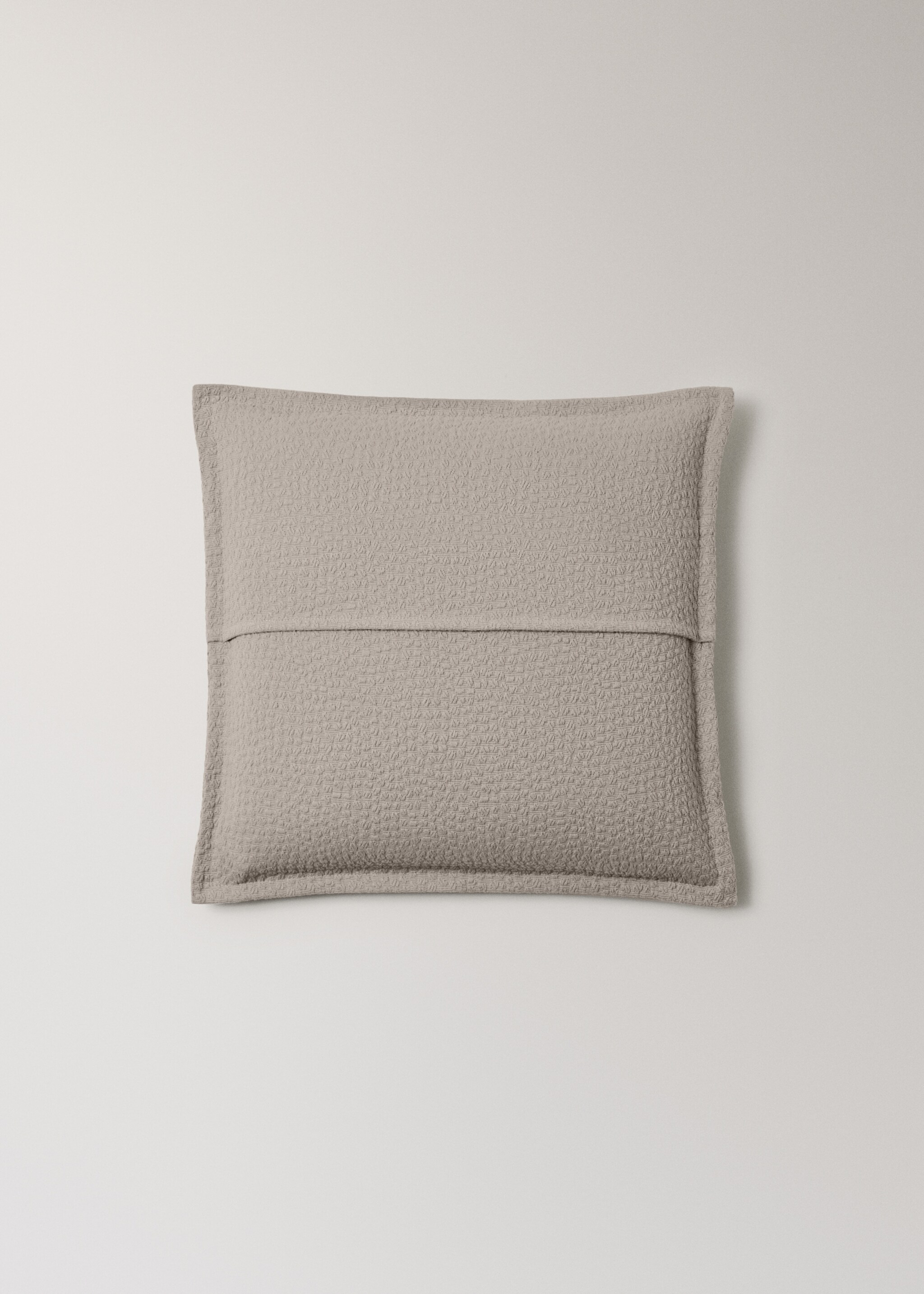 Cotton jacquard bed pillowcase 50x50 cm - Details of the article 4, Medium Brown. Ref: 27093305-00.