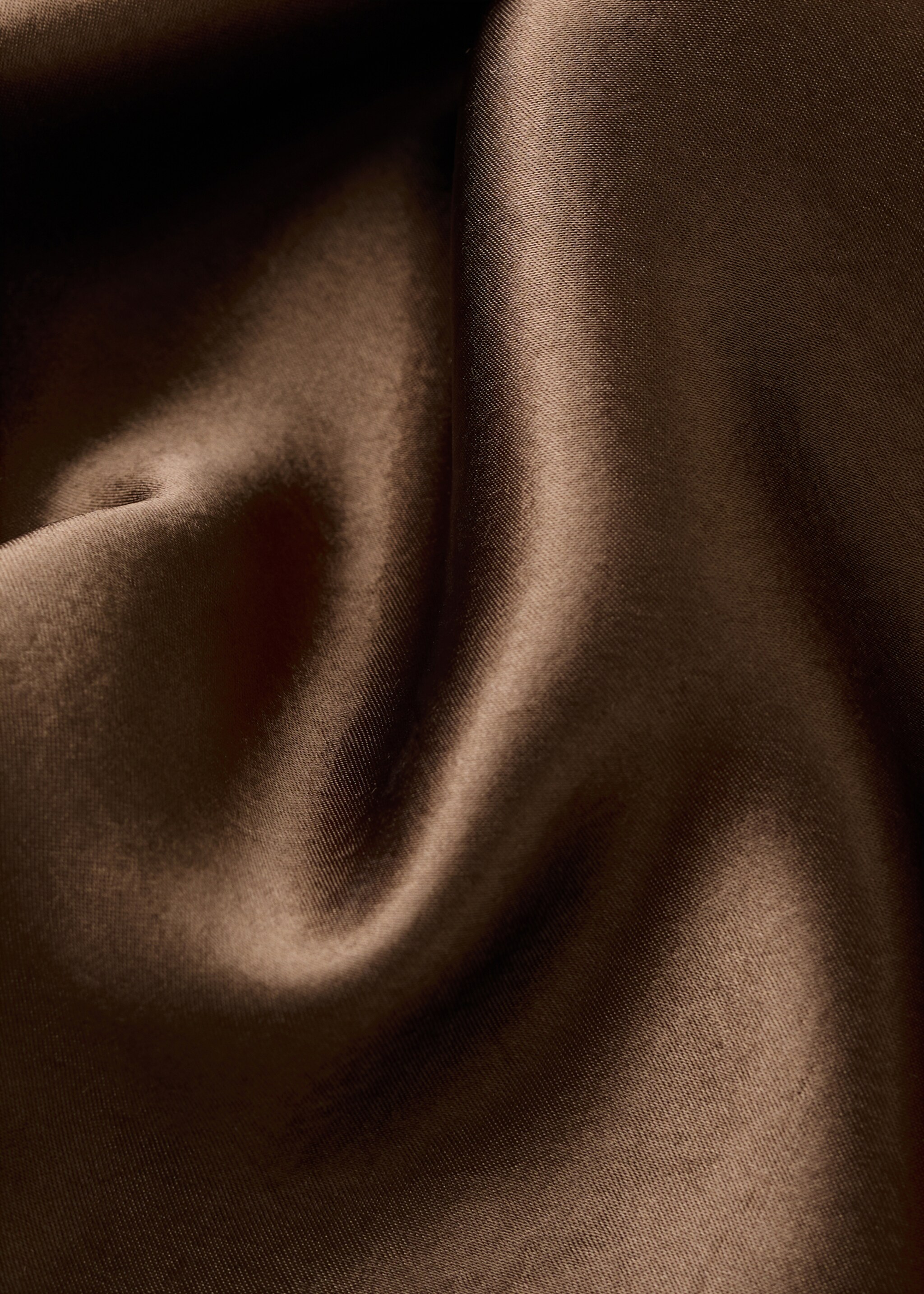 Satin trousers with elastic waist - Details of the article 0, Brown. Ref: 27093312-00.