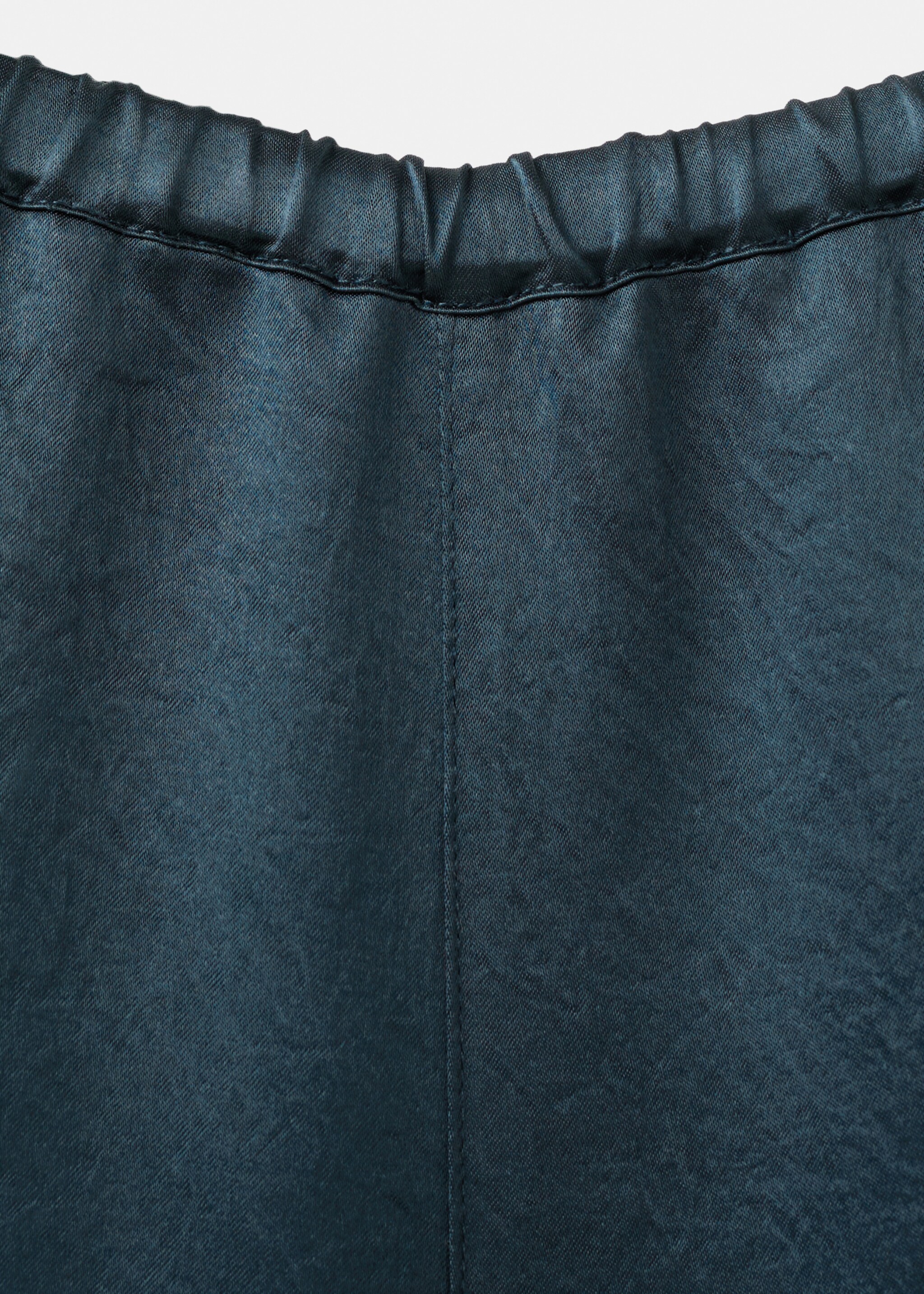 Satin trousers with elastic waist - Details of the article 8, Blue. Ref: 27093312-00.