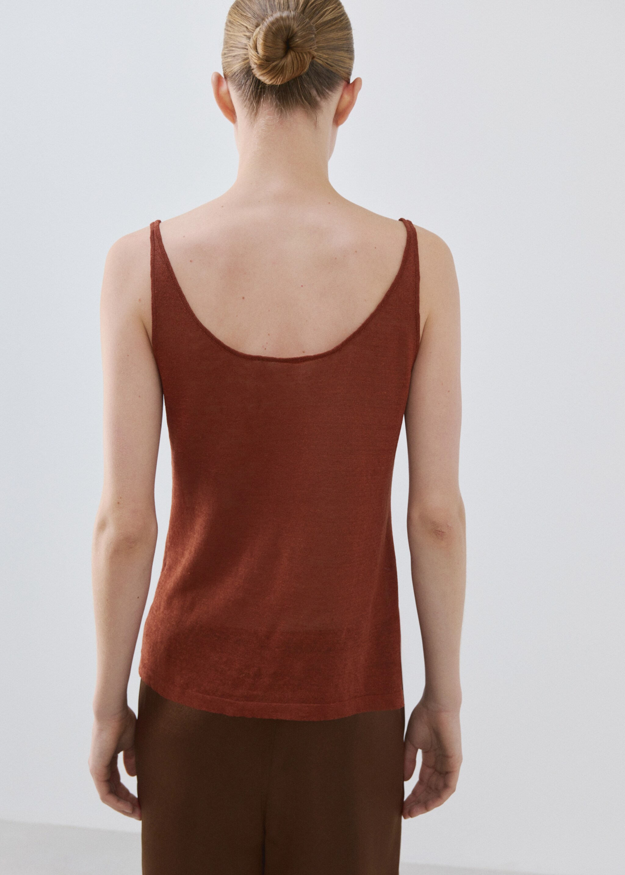 Linen knit top - Reverse of the article, Orange. Ref: 27093313-00.