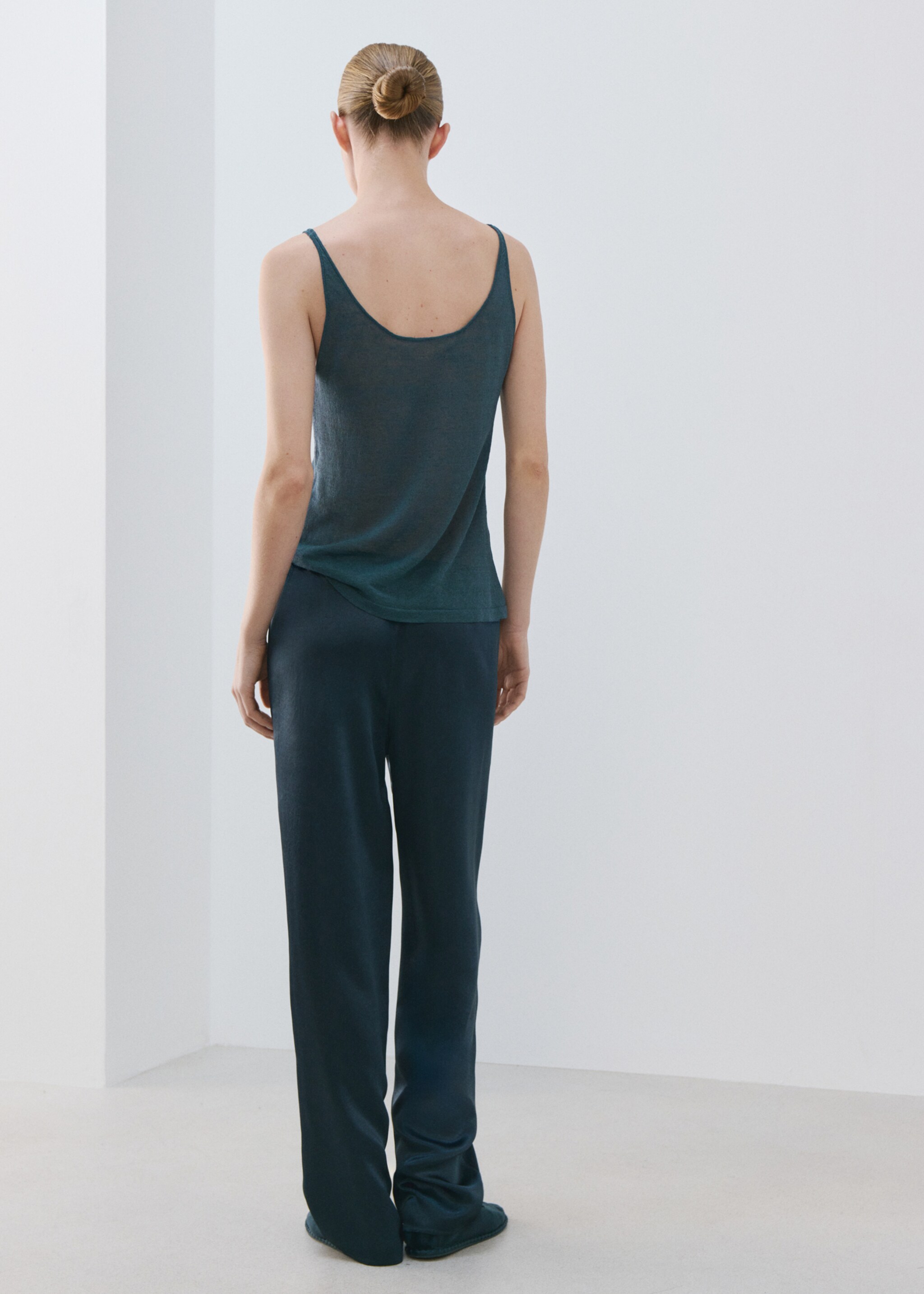 Linen knit top - Reverse of the article, Night Blue. Ref: 27093313-00.