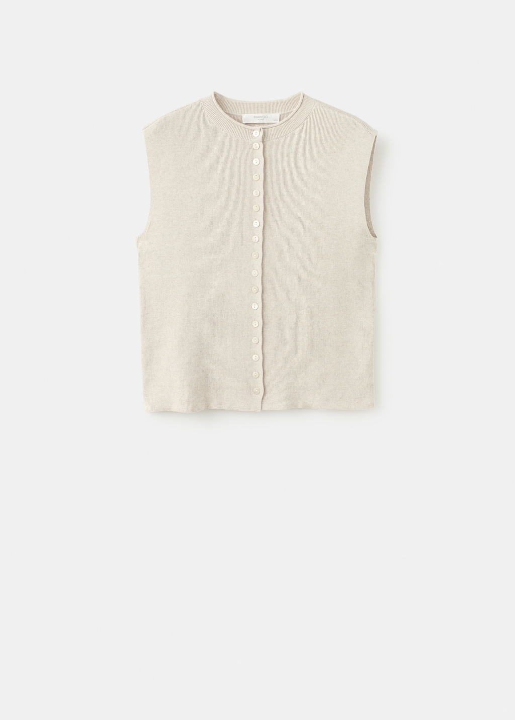 Cotton linen knitted gilet with buttons - image 5