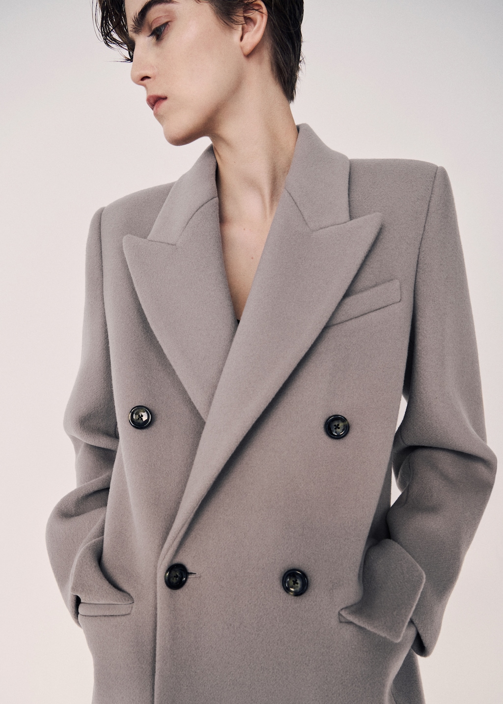 Mango Double-breasted wool coat