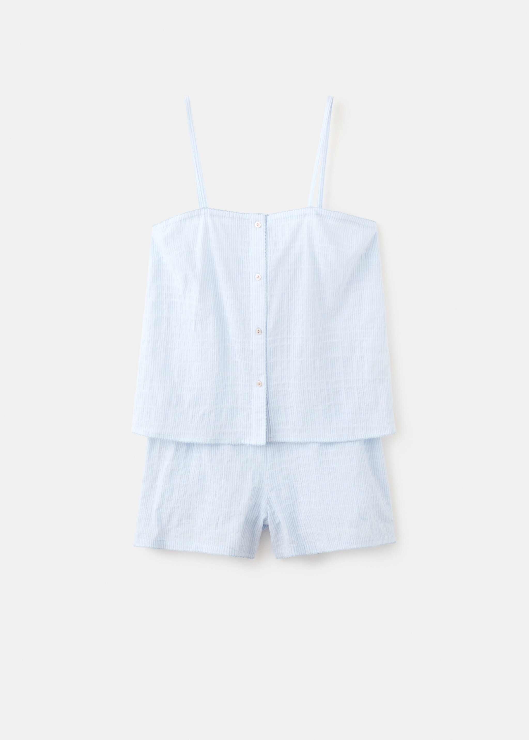Two-piece cotton pajamas with straps - Article without model, Blue. Ref: 27093326-00.