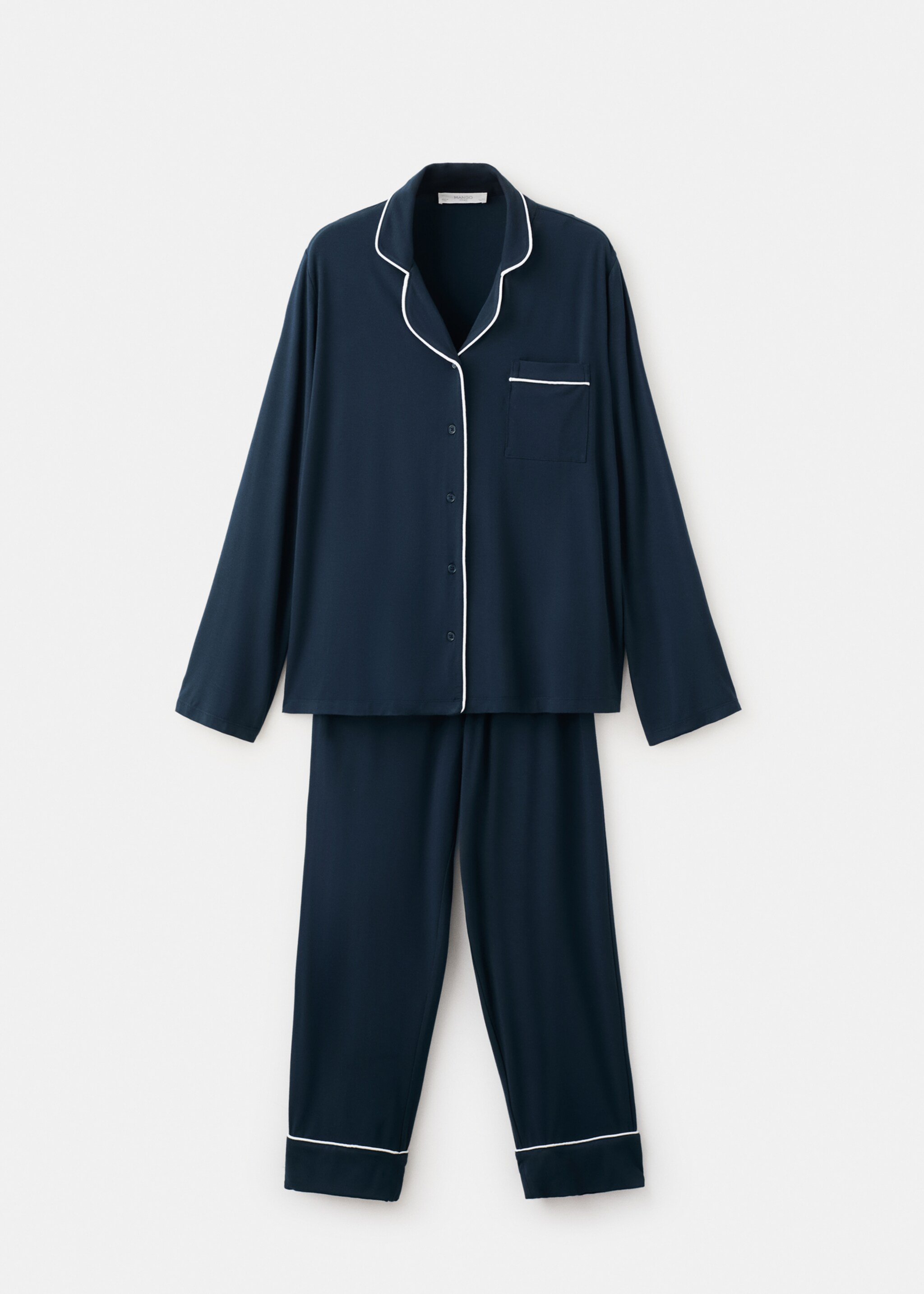 Two-piece pyjamas with piping - Article without model, Indigo Blue. Ref: 27093329-00.