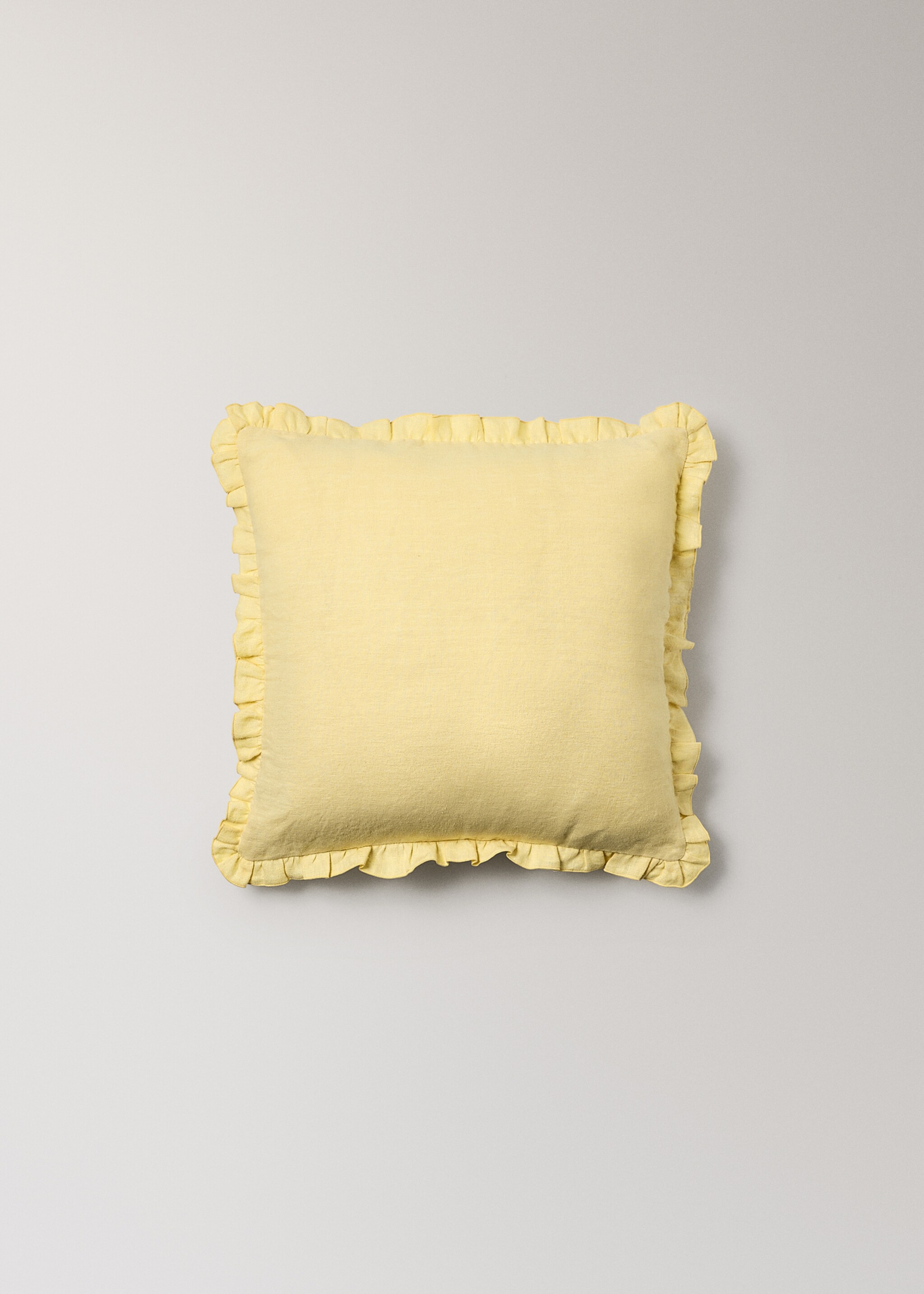 Funda cojín 100% lino volante 45X45 cm - Artículo sin modelo, Amarillo. Ref: 27093331-00.