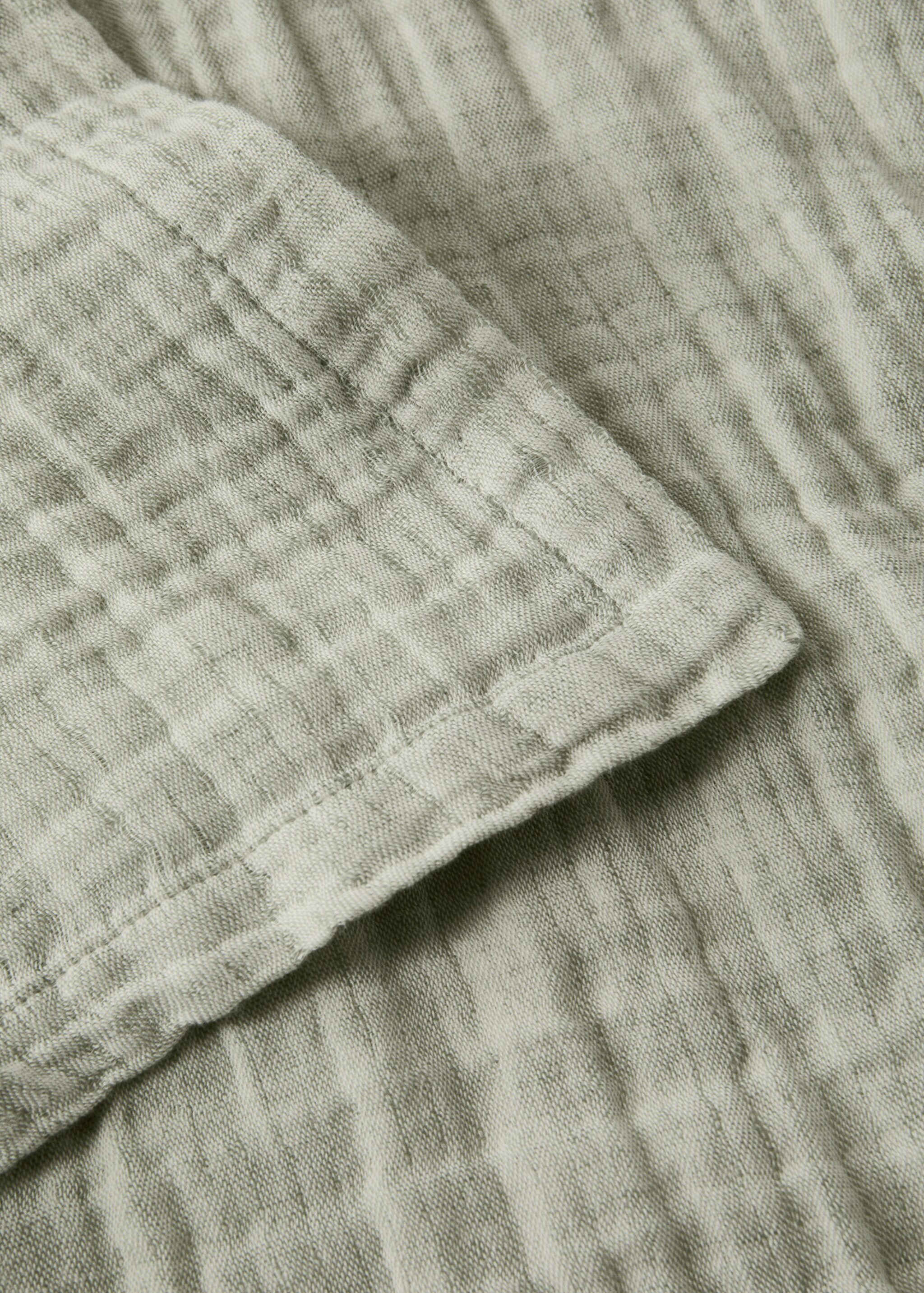 Melange cotton linen bedspread Queen 130/140/150 cm - Details of the article 2, Pastel Green. Ref: 27093333-00.