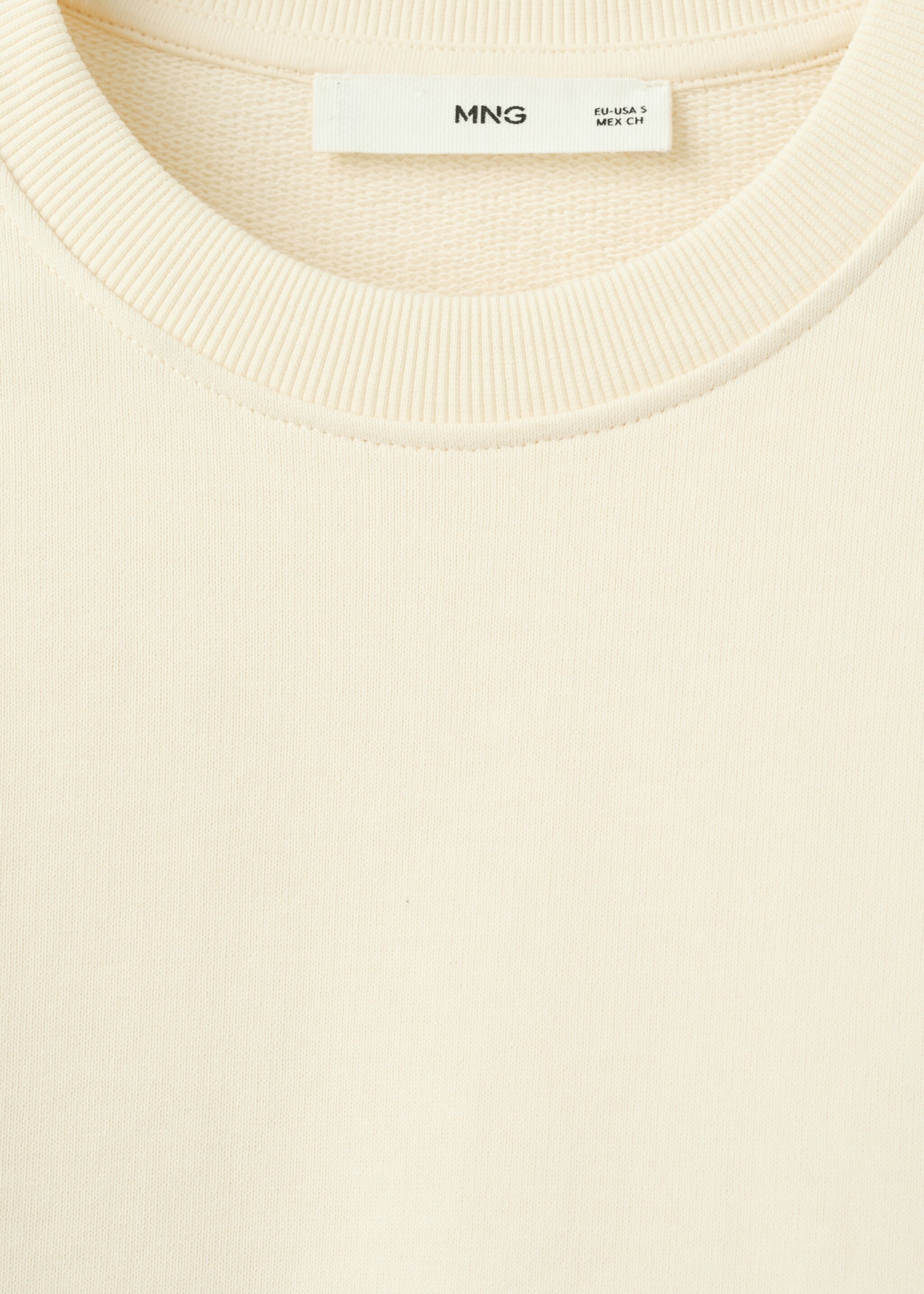 Round-neck cotton sweatshirt - Details of the article 8, Pastel Yellow. Ref: 27093335-00.