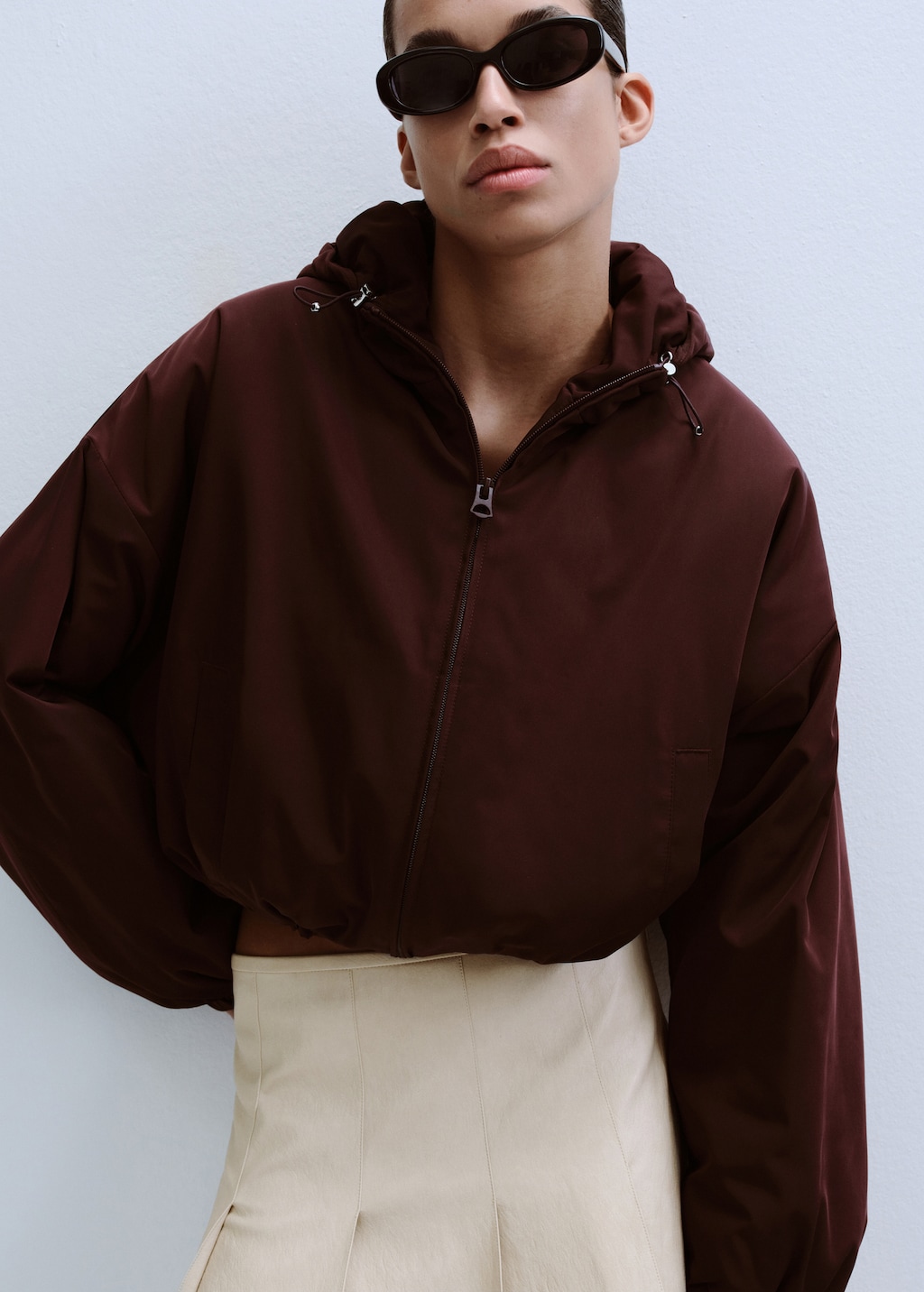 Mango Faux-leather godet skirt