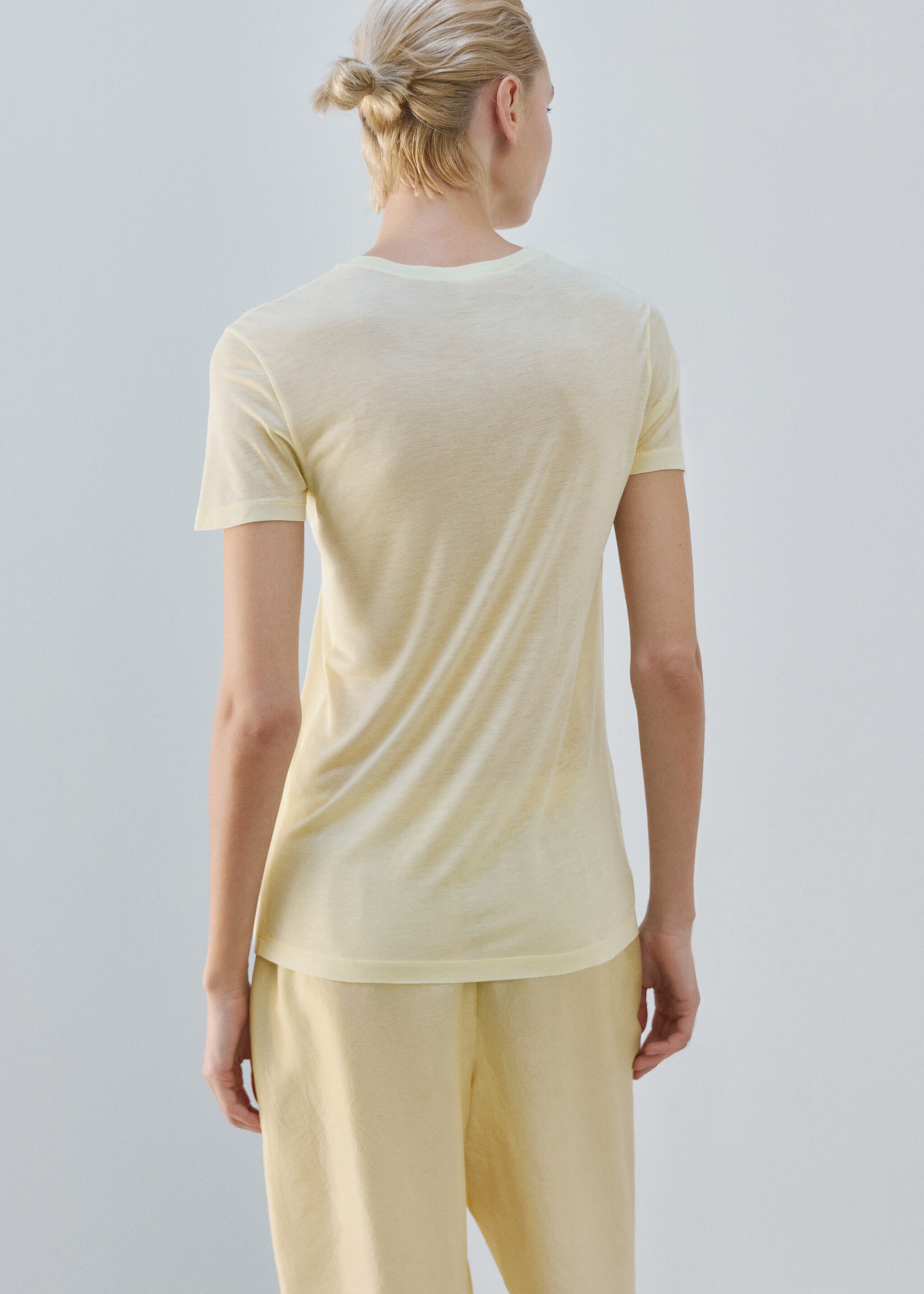 Micromodal short-sleeve T-shirt - Reverse of the article, Pastel Yellow. Ref: 27093338-00.