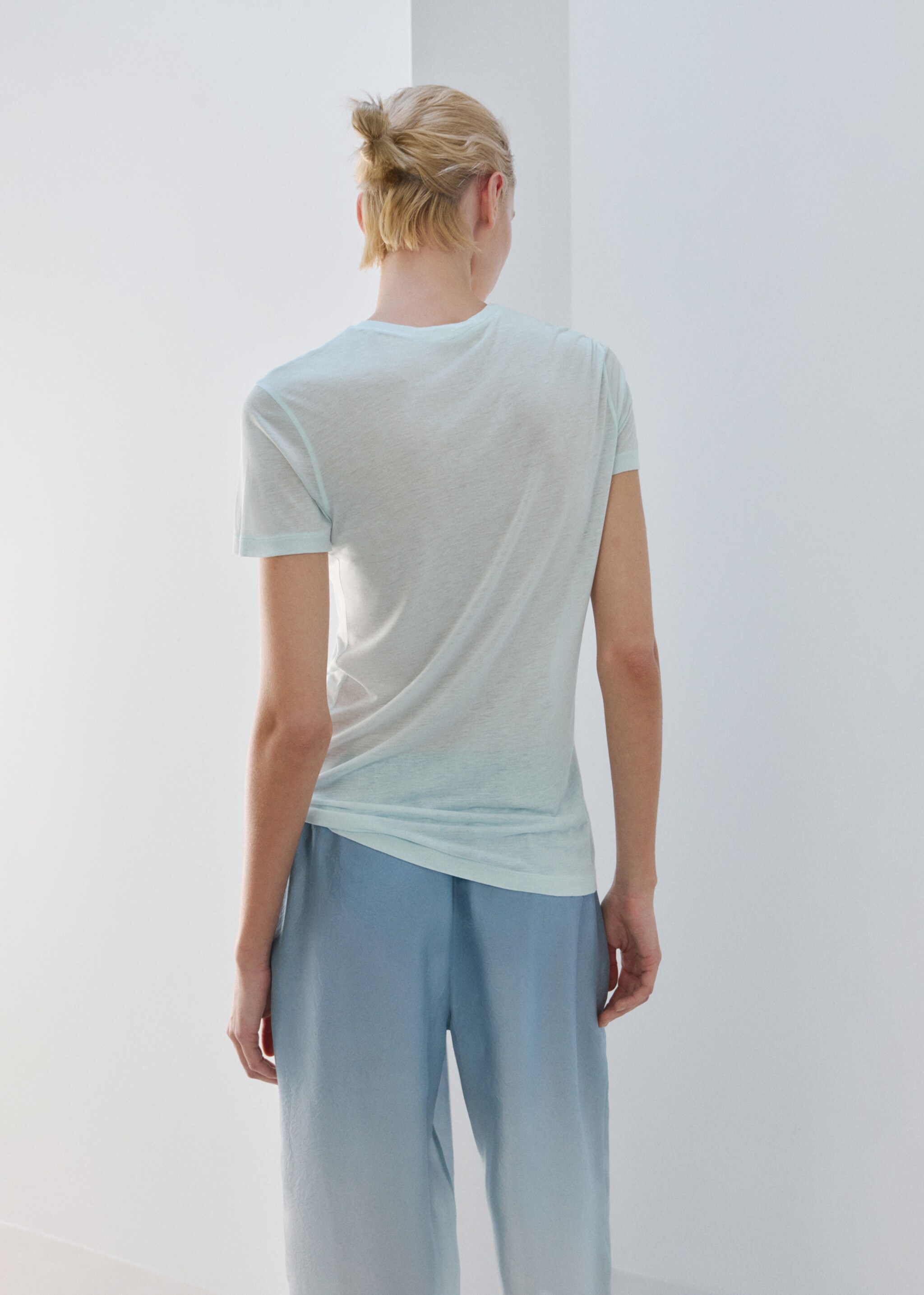 Micromodal short-sleeve T-shirt - Reverse of the article, Blue. Ref: 27093338-00.