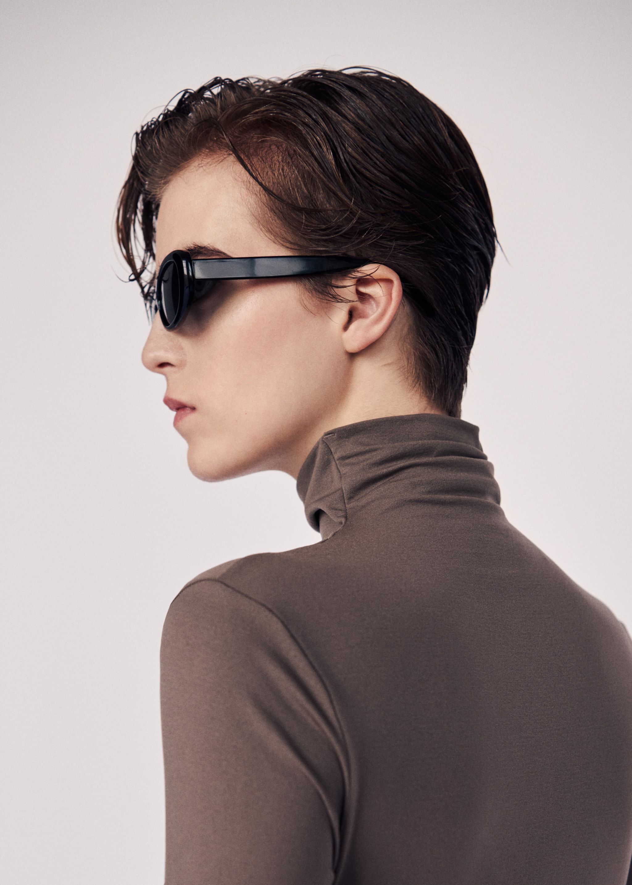 Camiseta cuello alto entallada - Reverso del artículo, Marrón claro/pastel. Ref: 27093340-00.