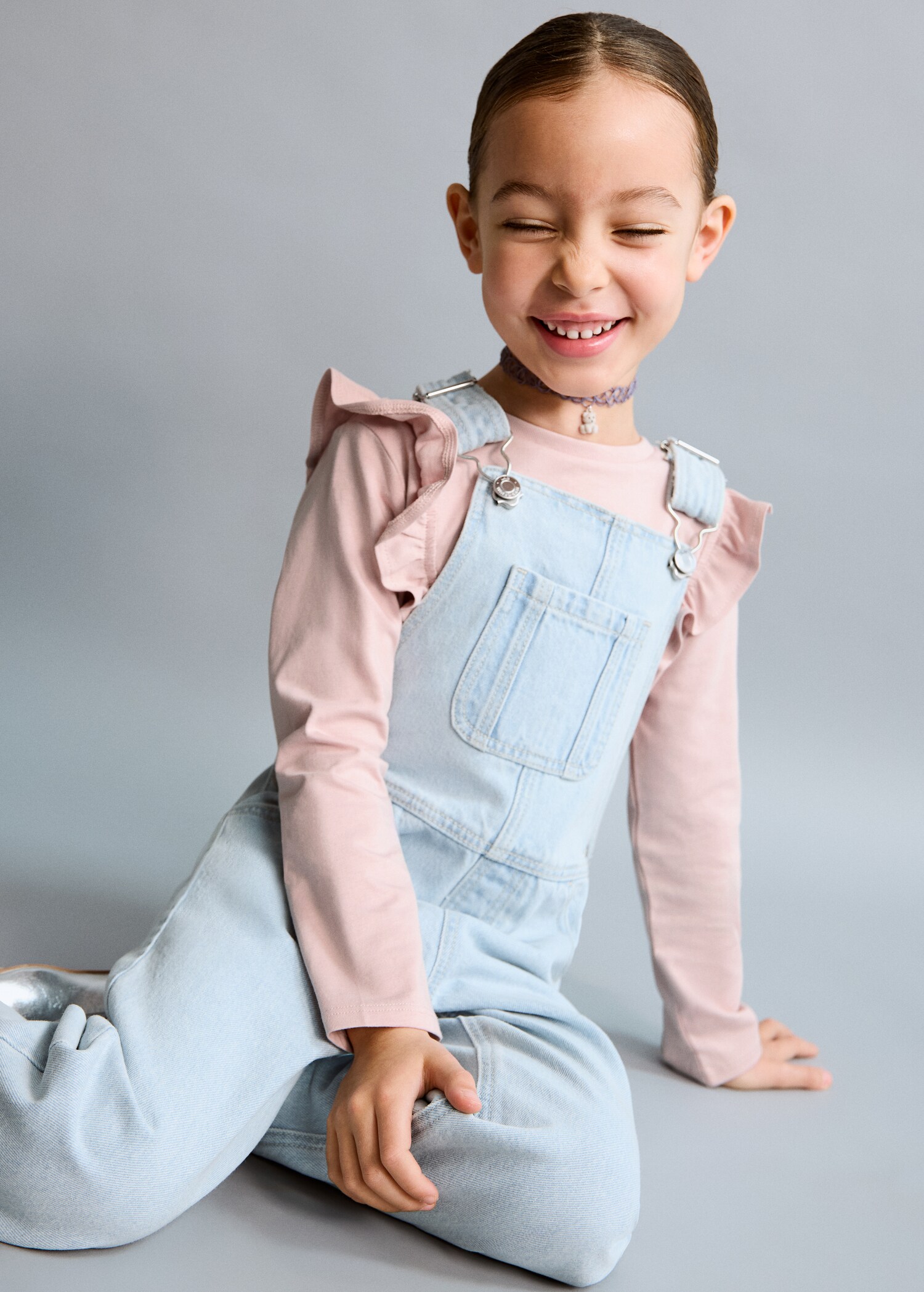 Long denim dungarees - Medium plane