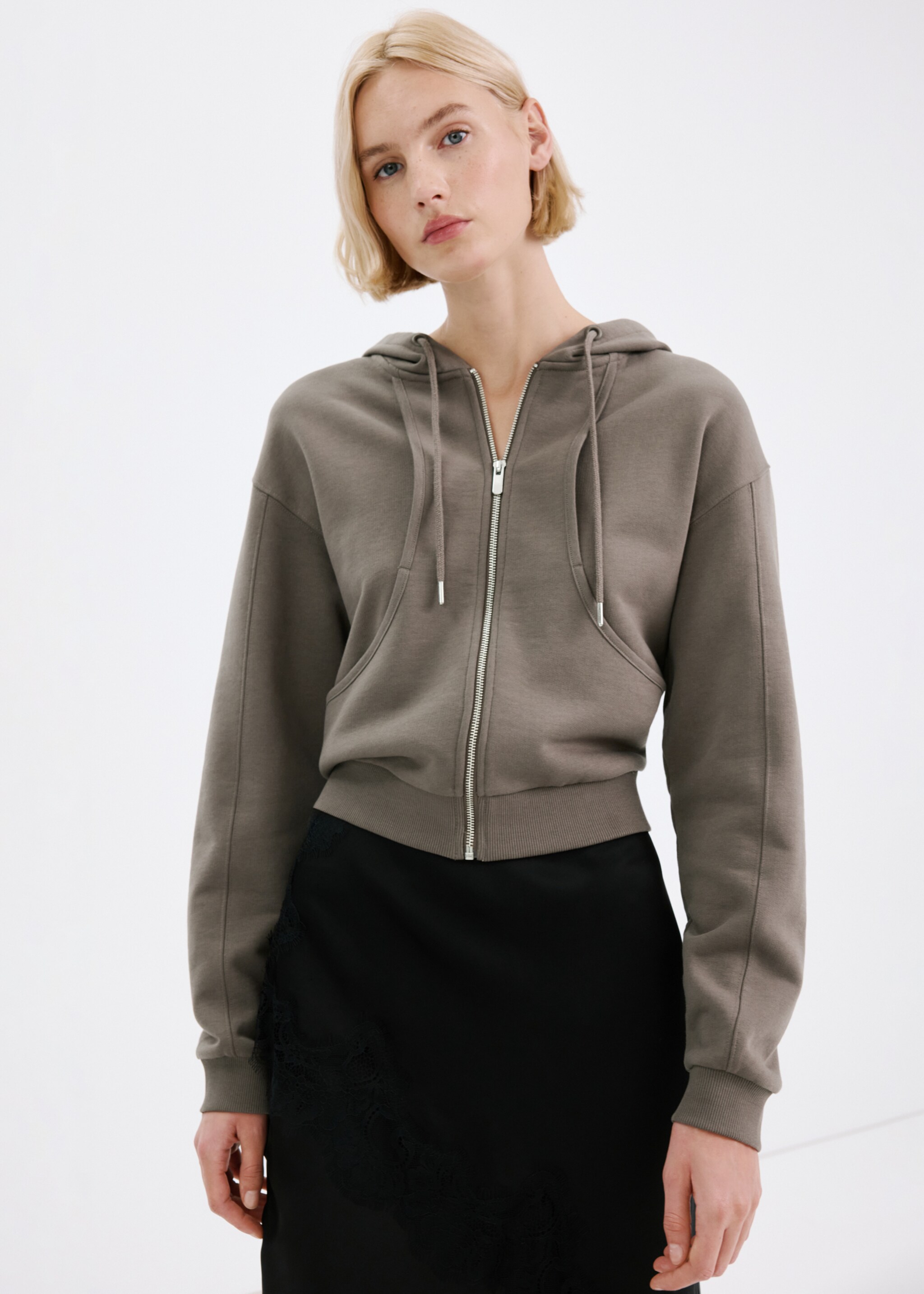 Hooded sweatshirt - Medium plane, Grey. Ref: 27093730-00.