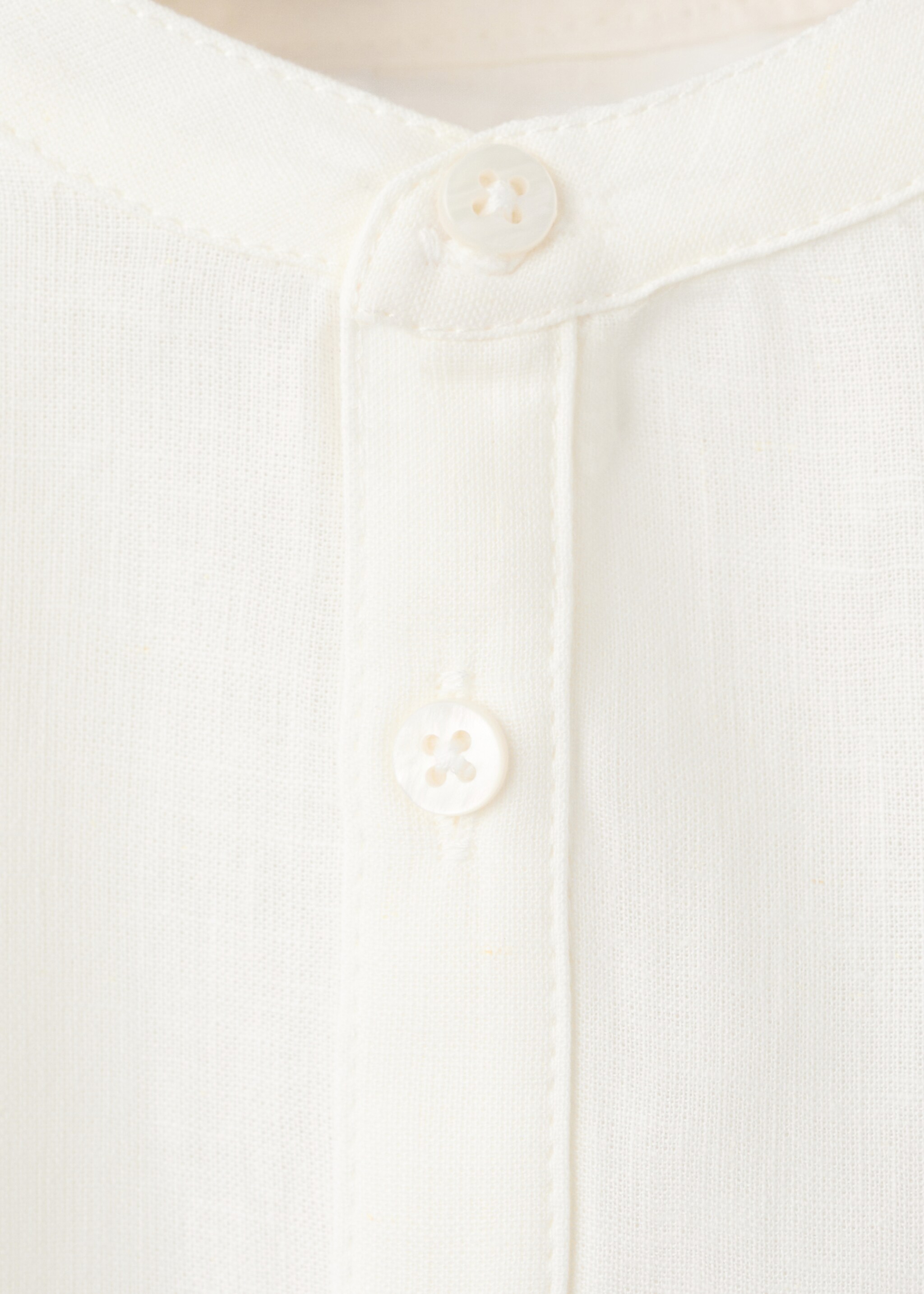 Linen-blend short-sleeve shirt - Details of the article 8, Off White. Ref: 27093734-00.