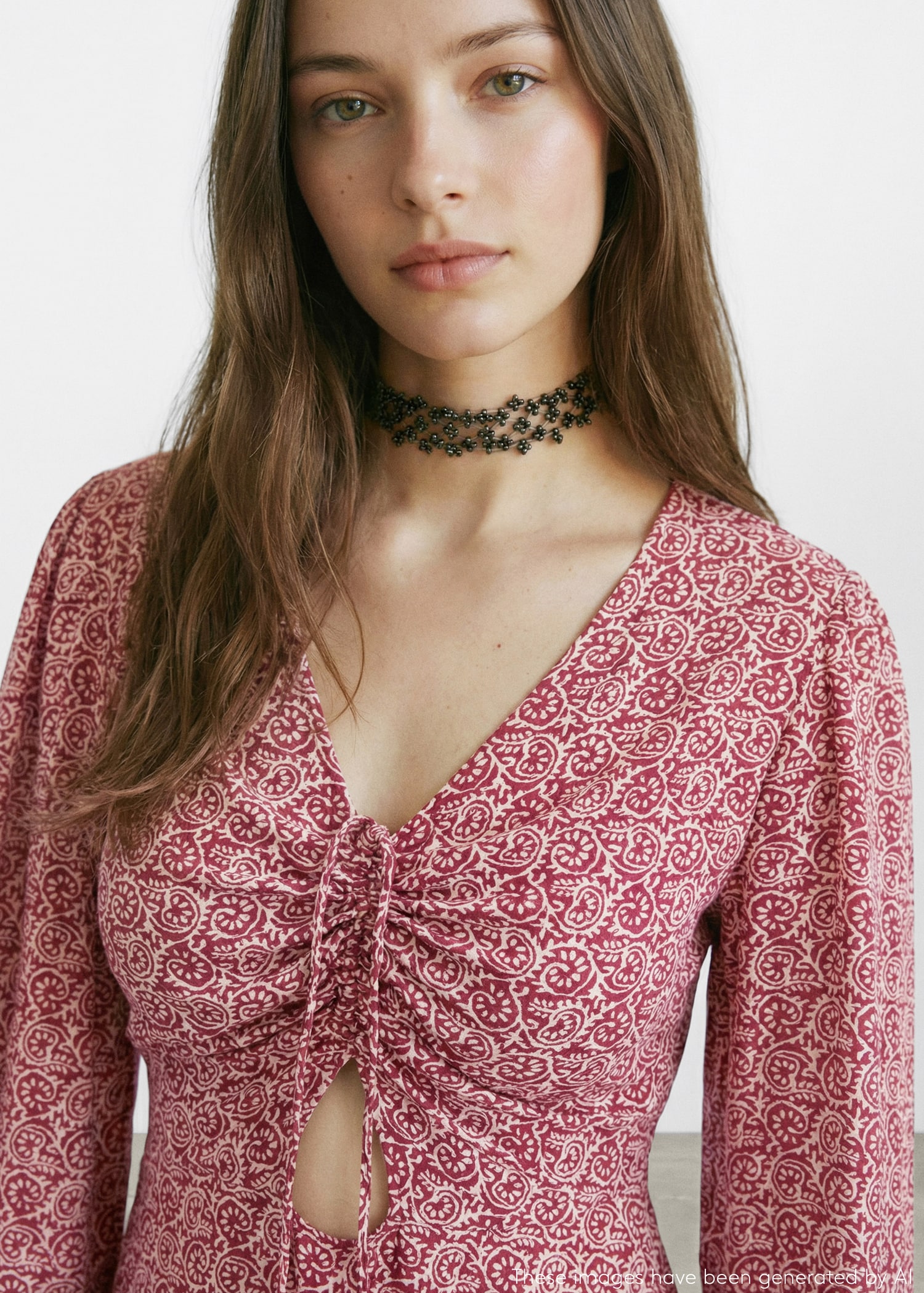 Robe imprimée à nœud - Plan moyen