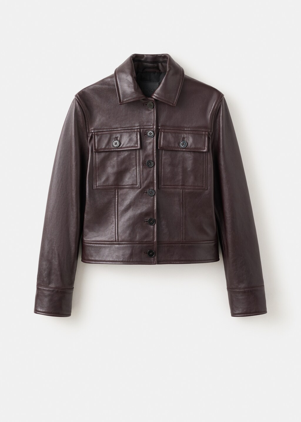 Buttoned leather jacket - image 2