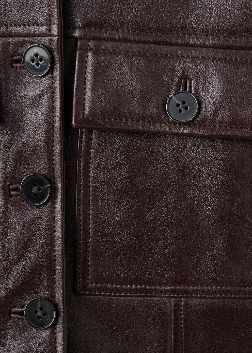 Buttoned leather jacket - image 5