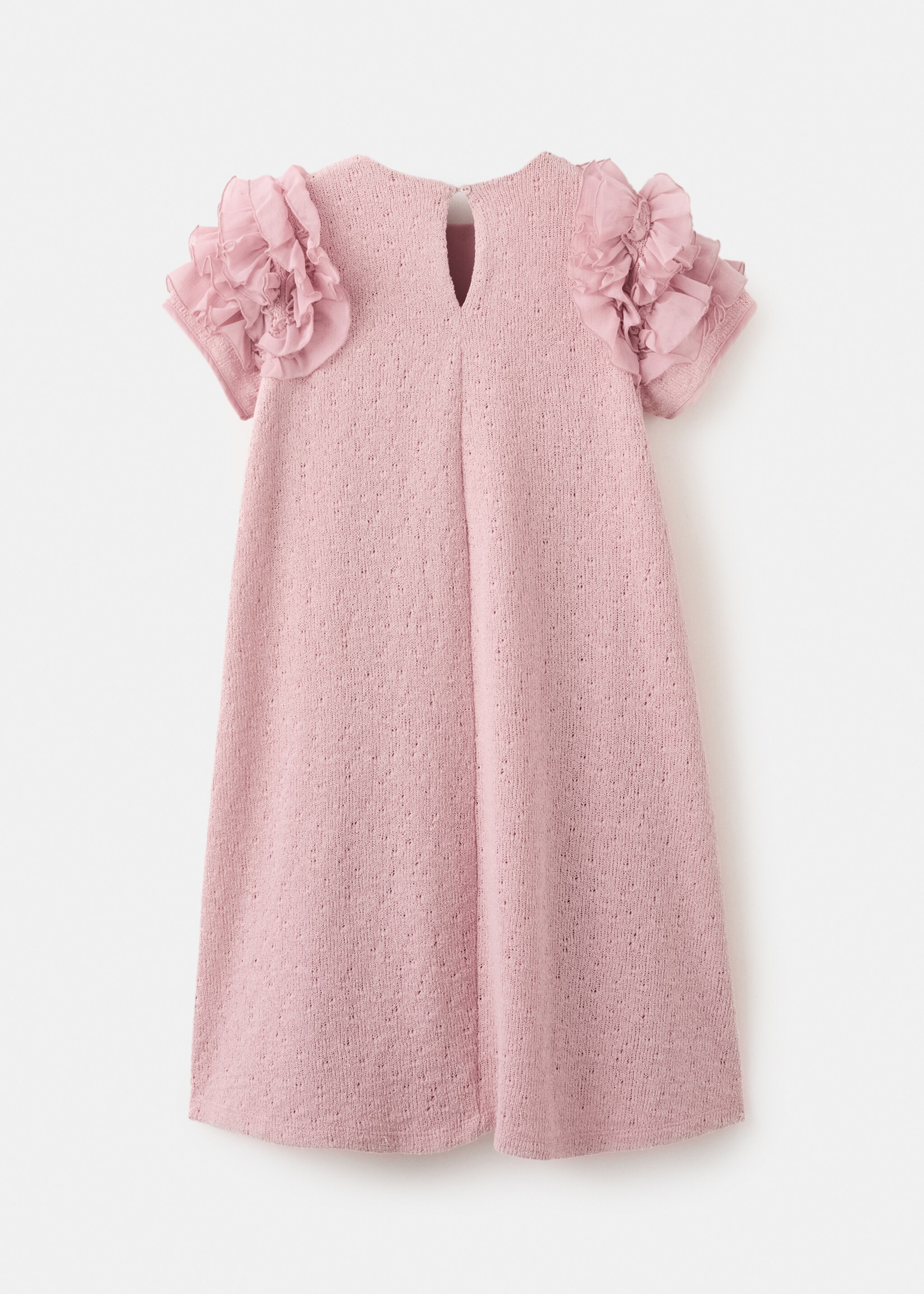 Knitted dress with frill detail - Reverse of the article, Pink. Ref: 27094047-00.