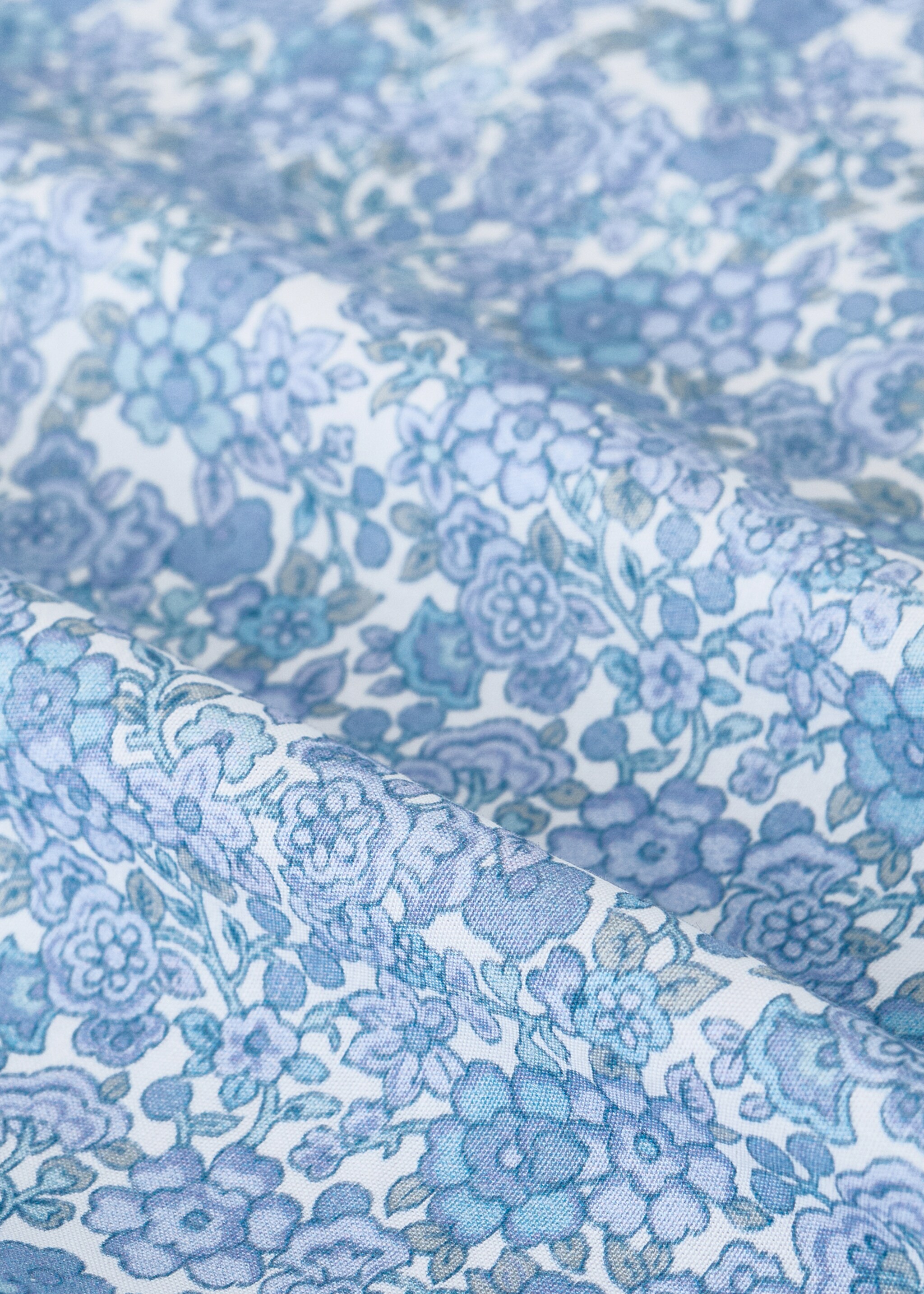 Children's percale cotton floral duvet cover for 135/140 cm bed - Details of the article 1, Blue. Ref: 27094058-00.