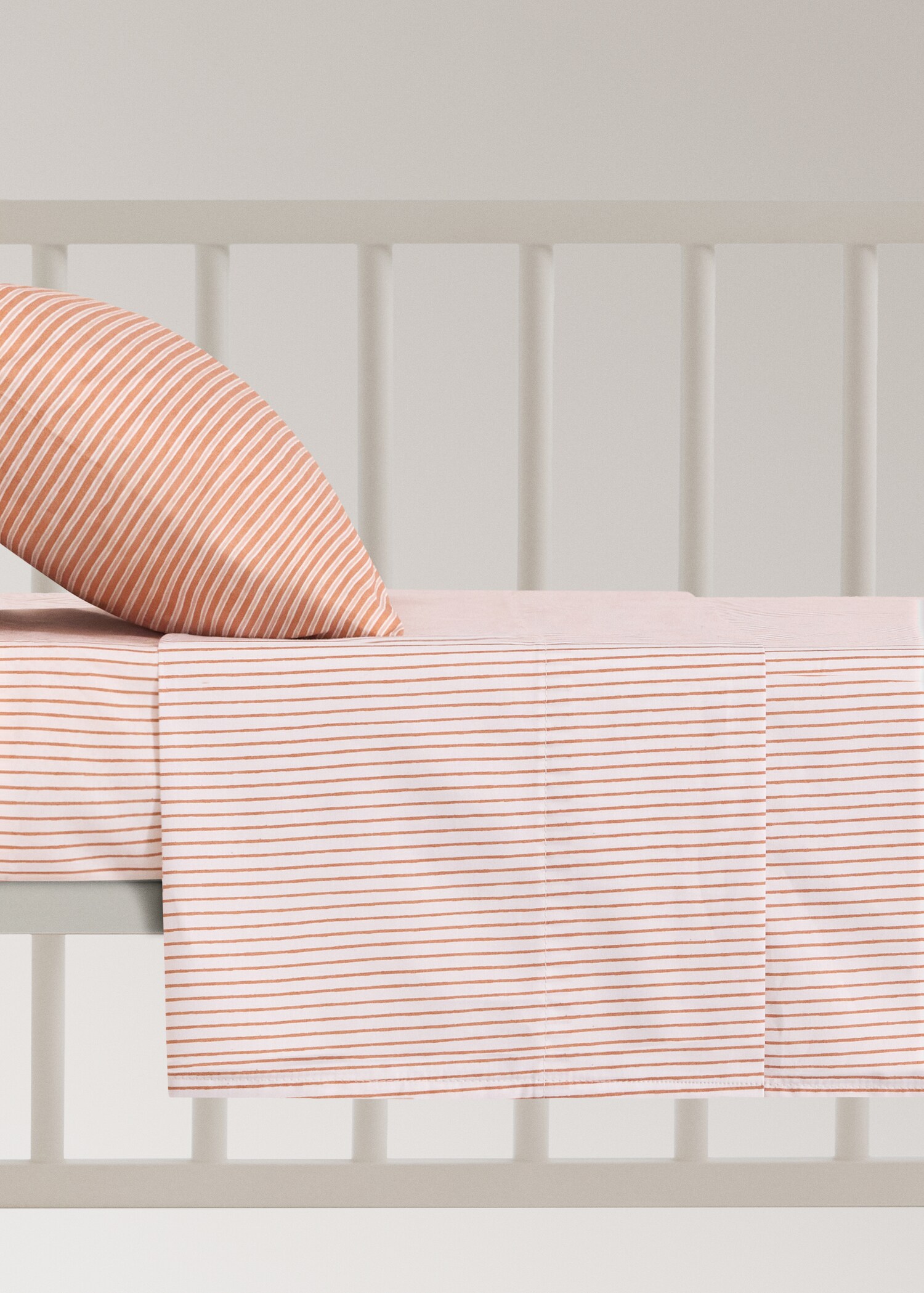 Cotton percale striped top sheet for cot - Article without model