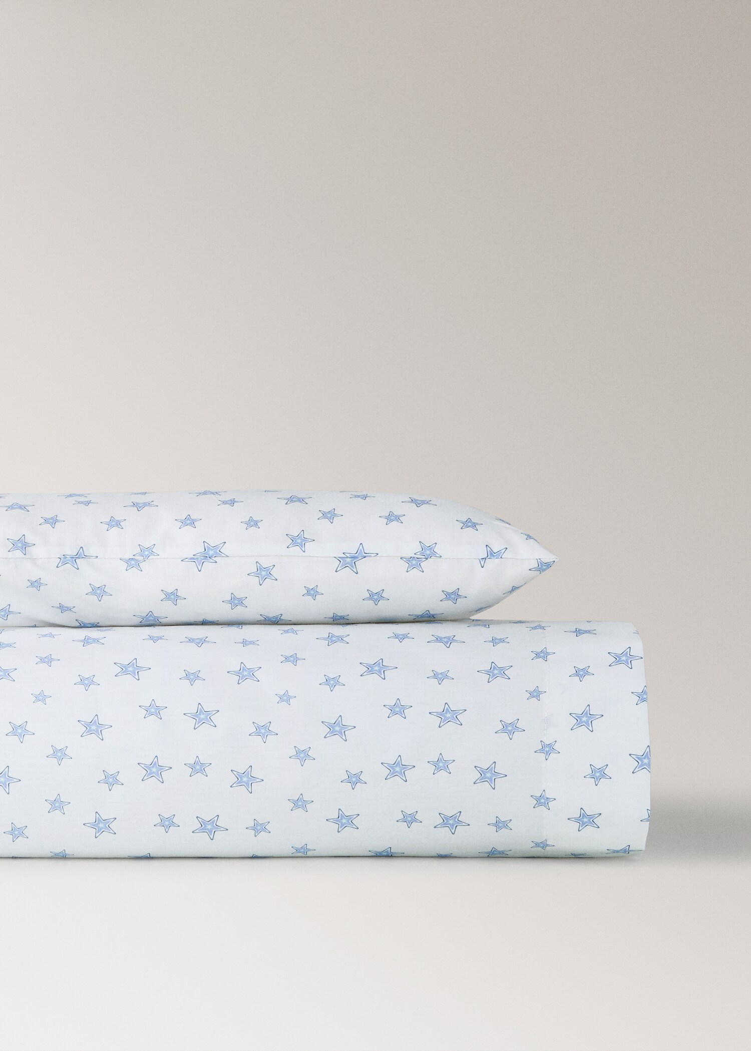 Cotton percale stars cot fitted sheet and pillow set - Article without model