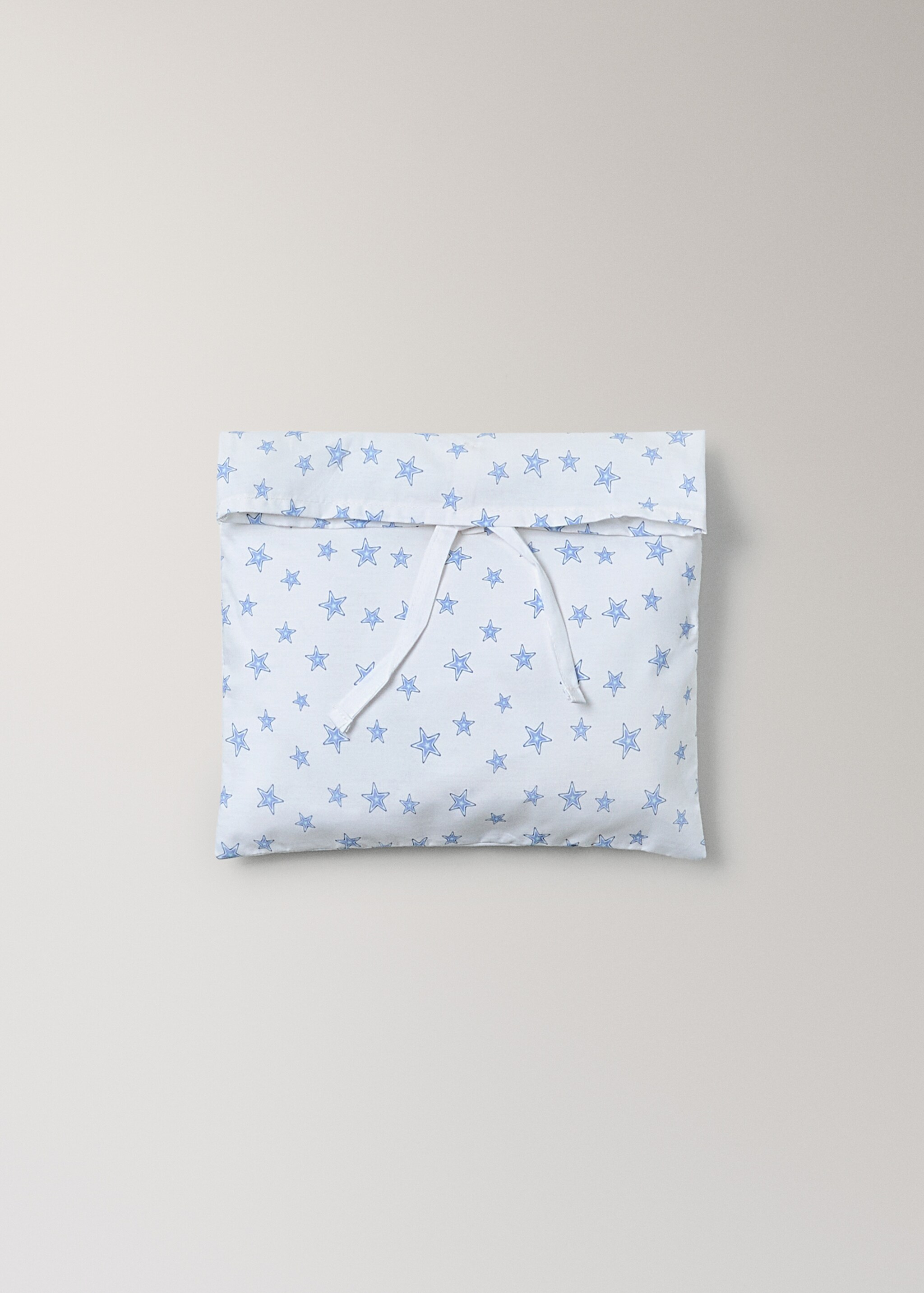 Cotton percale stars cot fitted sheet and pillow set - Details of the article 2, Blue. Ref: 27094061-00.