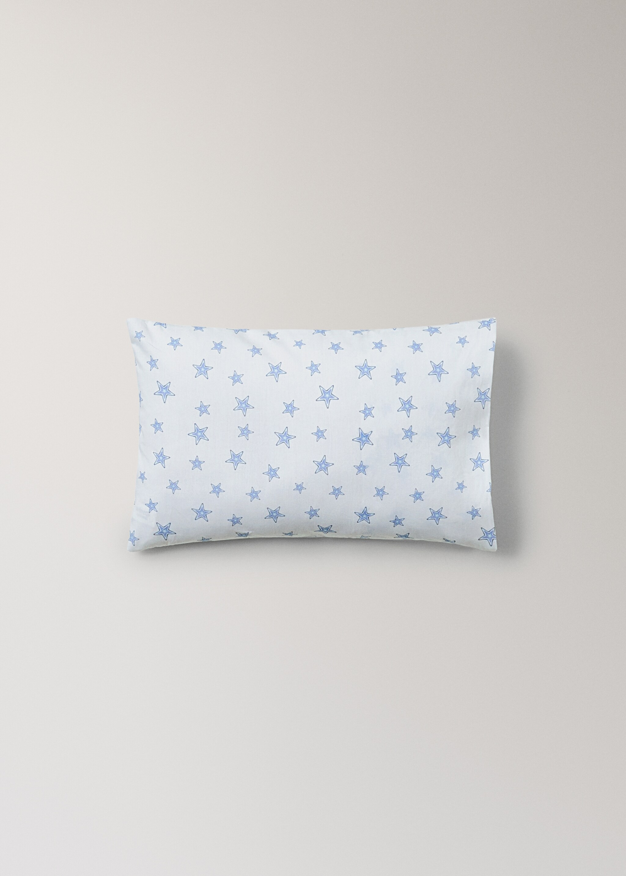 Cotton percale stars cot fitted sheet and pillow set - Details of the article 3, Blue. Ref: 27094061-00.