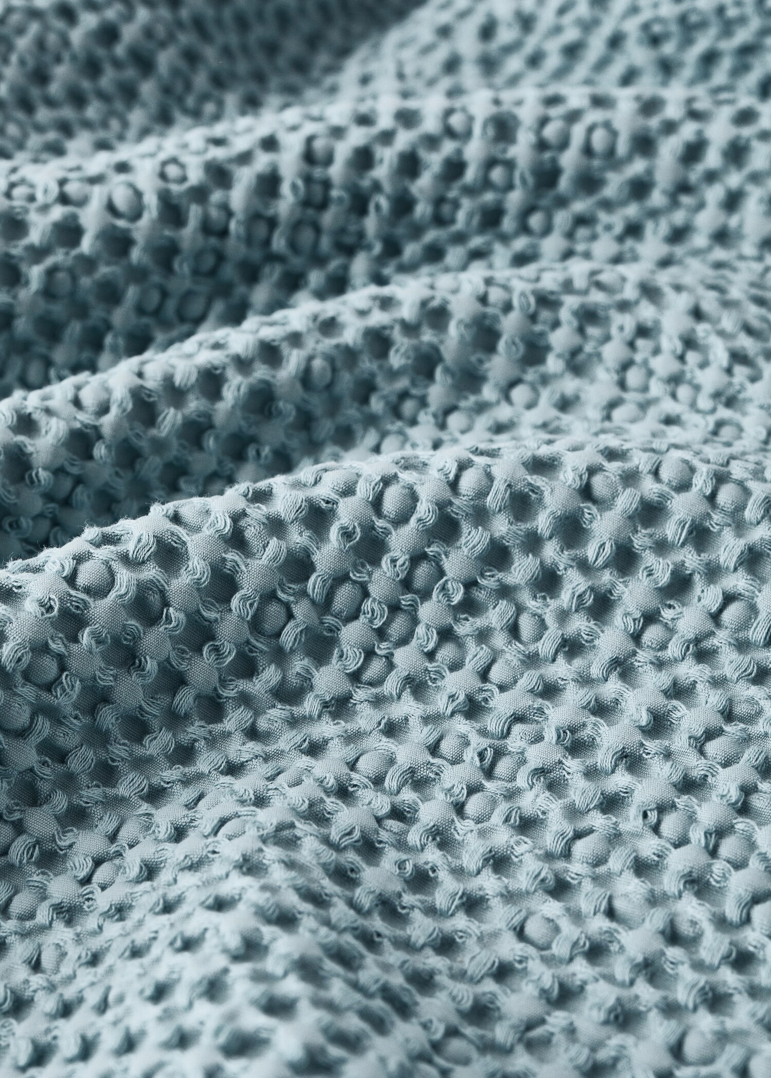 Waffle-cotton garment-dyed bedspread for cot - Details of the article 1