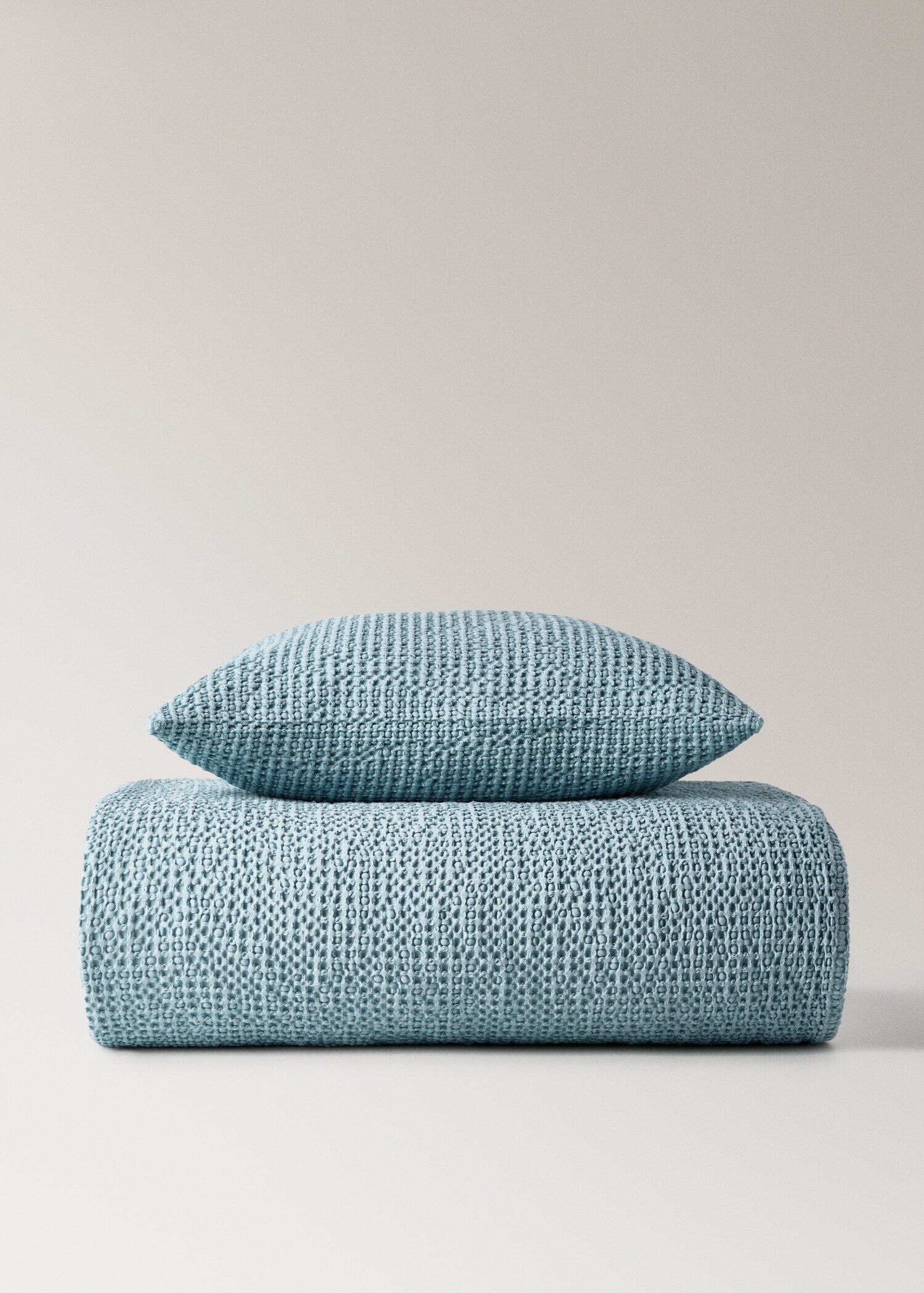 Waffle-cotton garment-dyed bedspread for cot - Details of the article 4