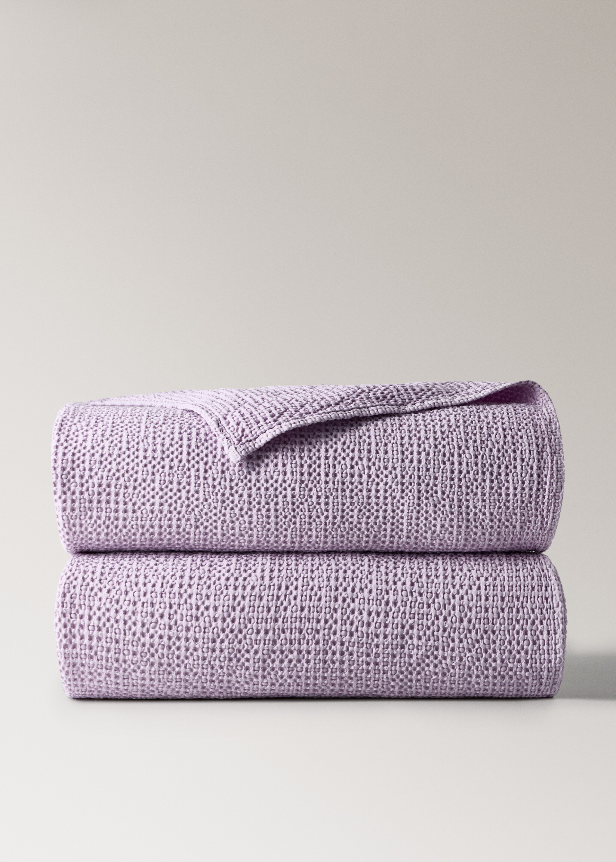 Colcha de berço de algodão garment-dyed e textura waffle - Artigo sem modelo, Roxo-claro. Ref: 27094075-00.