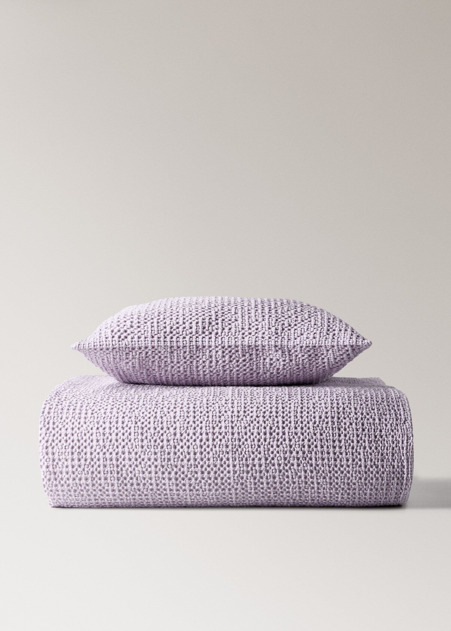 Waffle-cotton garment-dyed bedspread for cot - Details of the article 4