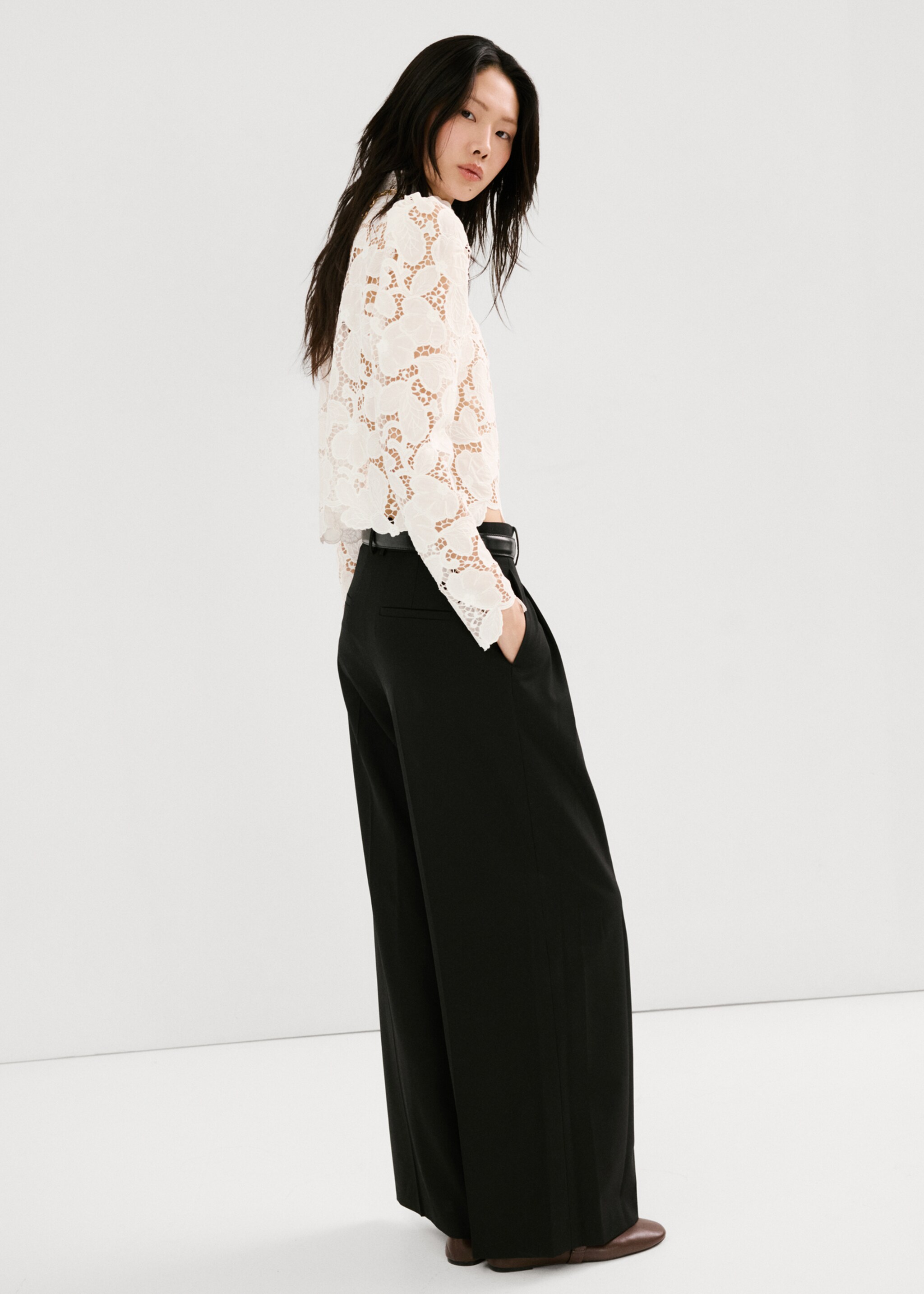 Floral embroidery blouse - Reverse of the article, White. Ref: 27094077-00.