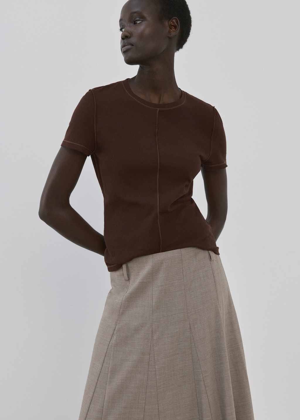 Mango Cotton T-shirt with seams