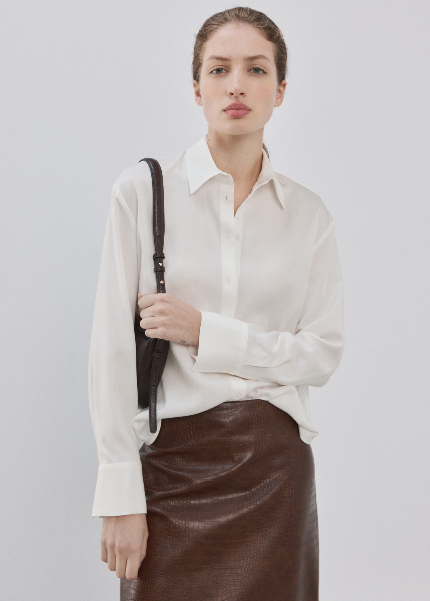 Recht overhemd van lyocell - Middenvlak